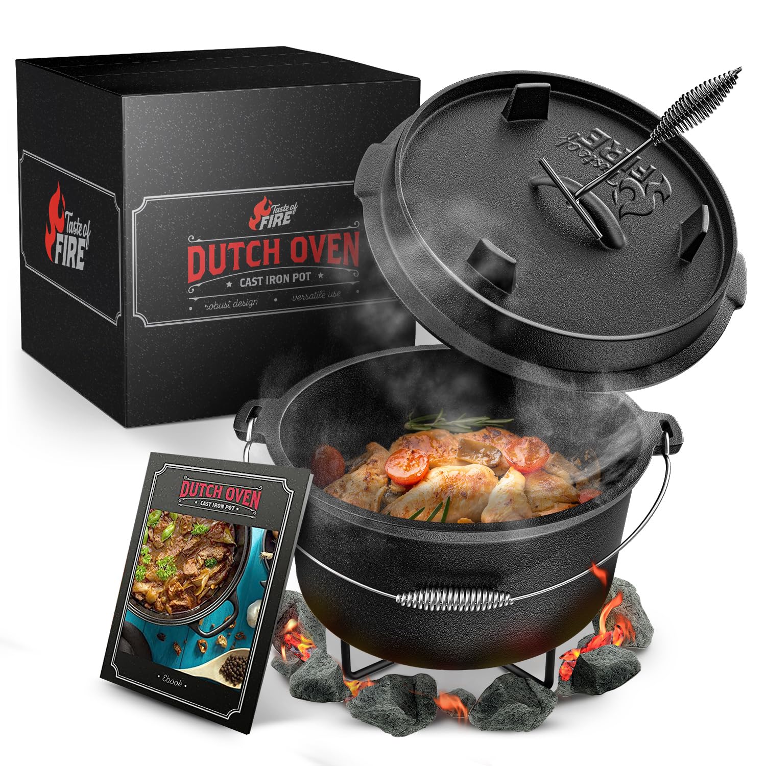 BBQ Dutch Oven [Oryginał] - Zestaw z garnkiem żeliwnym 3,5 l