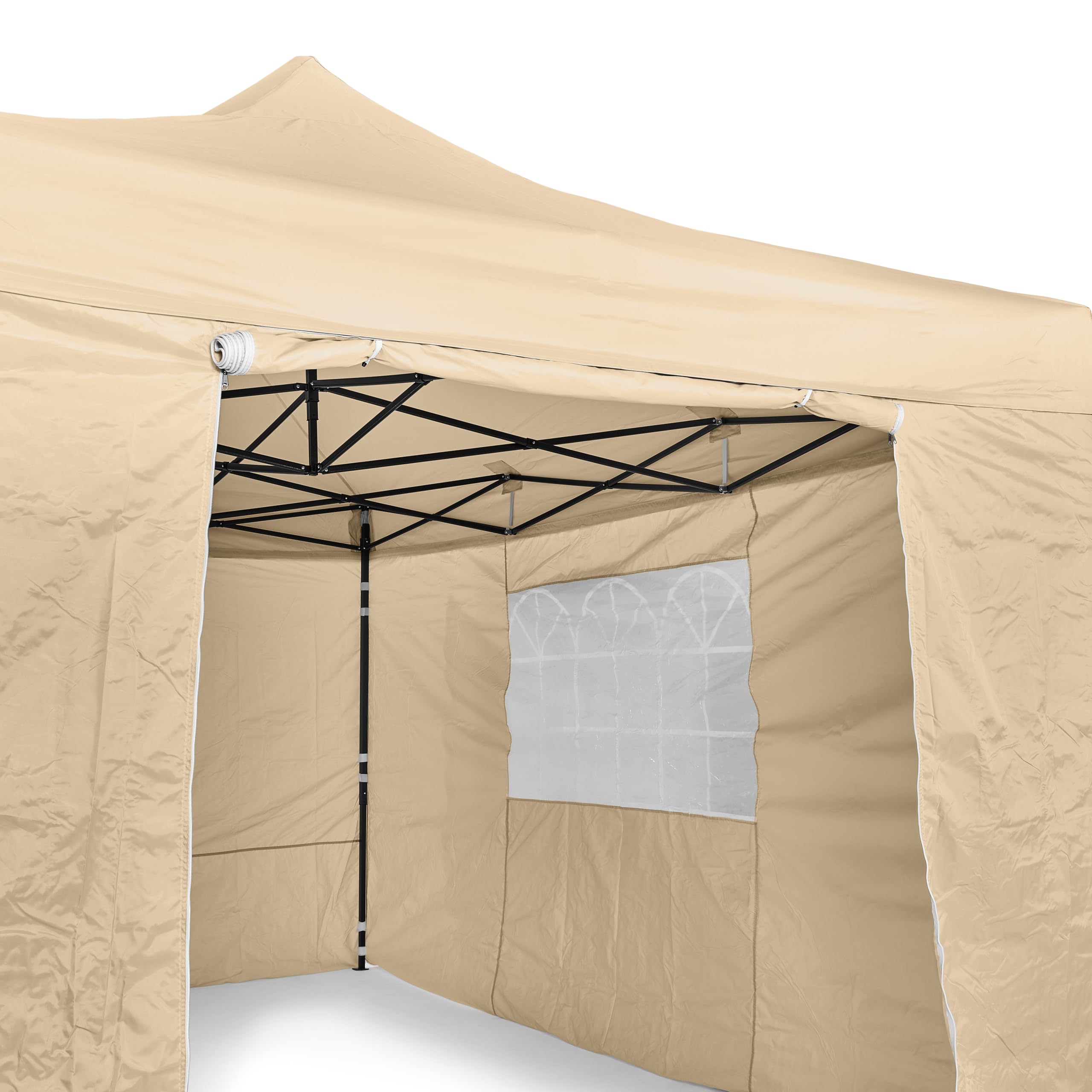 All Seasons Gazebos: Gazebo pop-up 3x4.5m completamente impermeabile con 4 pareti laterali - Beige
