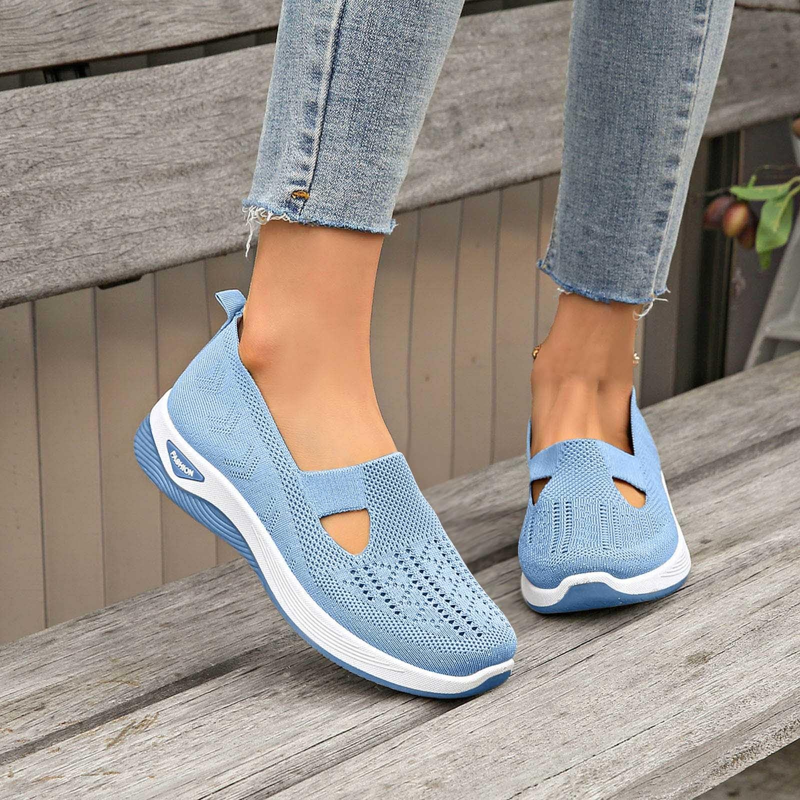 Scarpe Ortopediche Donna Estive Scarpe Comode Senza Lacci Sneakers Pianta Larga Slip On da Corsa Camminare Ginnastica Morbida Traspiranti Antiscivolo Diabetici Sanitarie