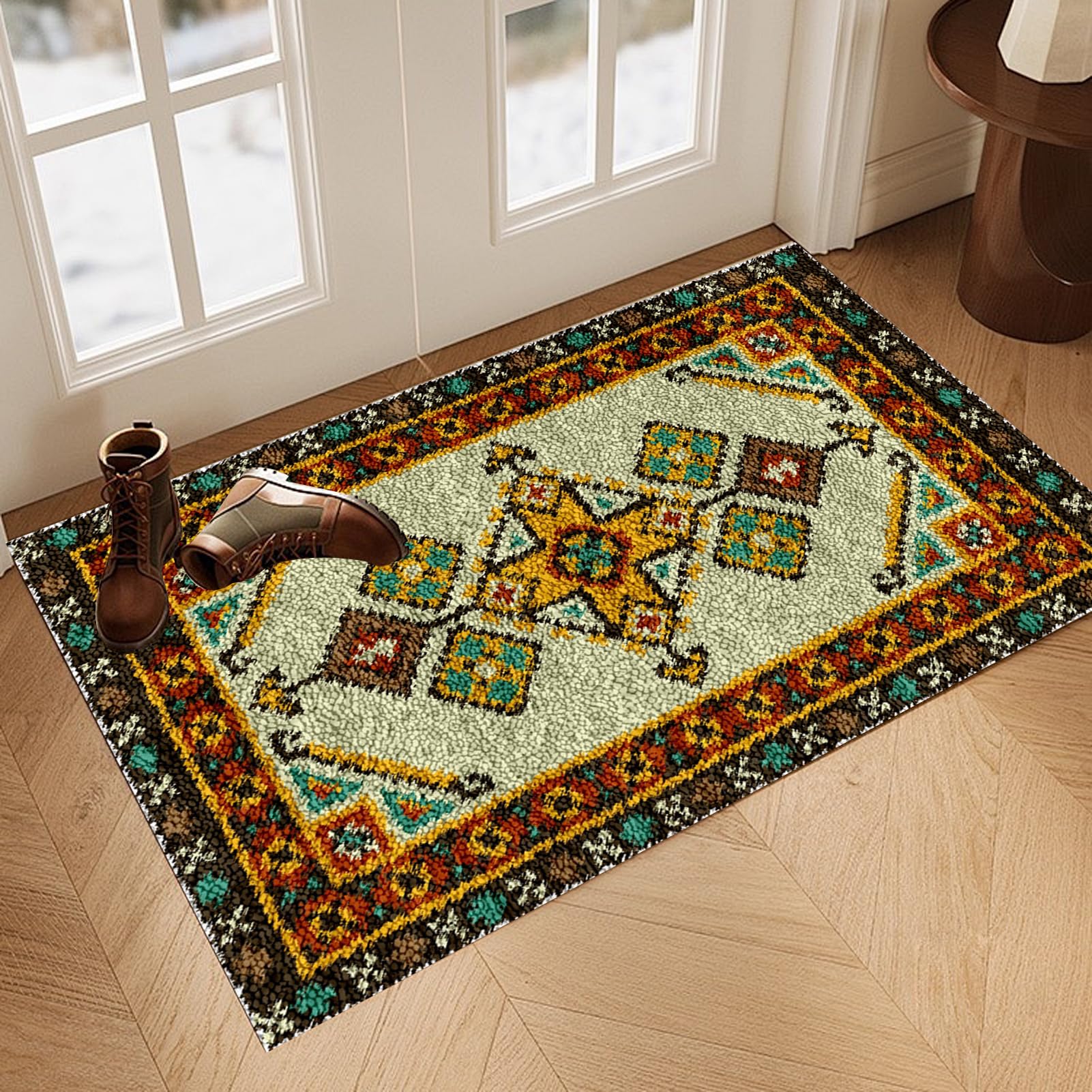 Knüpfteppich Zum Selber Knüpfen, Tapisserie Teppich Knüpf-Sets Kreuzstich Set, DIY Handwerk Geschenke, Knüpfen Set Für Erwachsene Fußabtreter Knüpfen Set, Knüpfen 90 x 120 cm