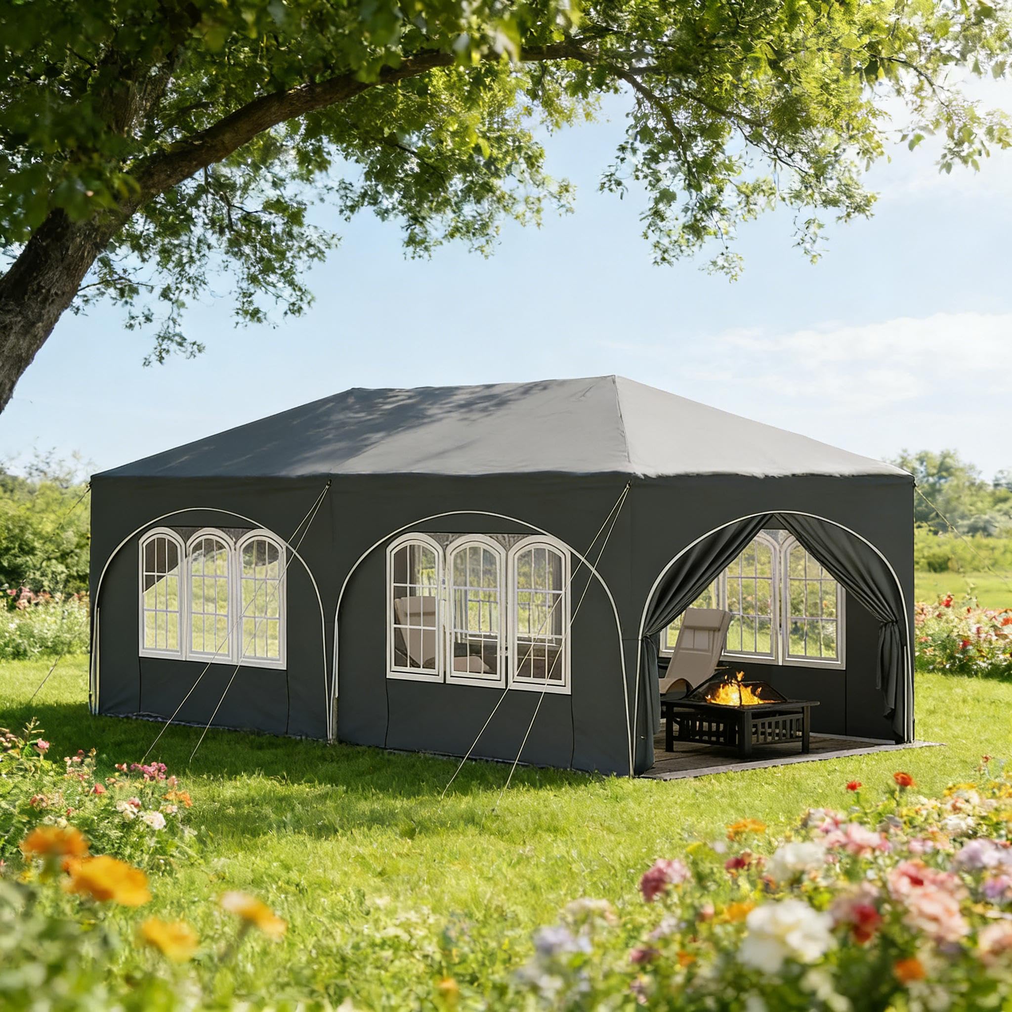 Carport - Tienda de campaña de 4 x 6 m, resistente al agua y a los rayos UV, estructura de acero estable para coches, SUV y caravanas, ideal para patio, terraza, comercial y puesto de mercado