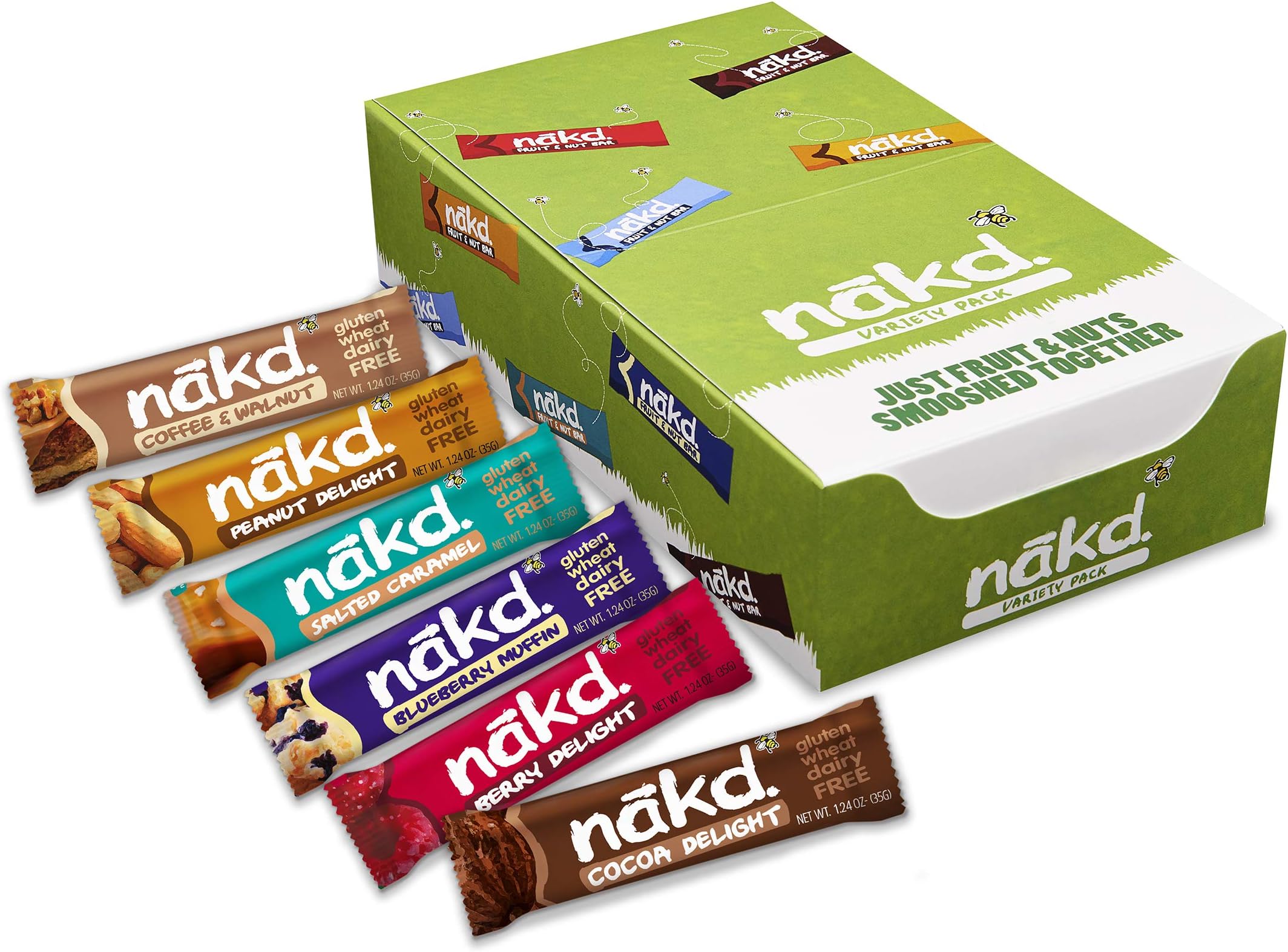 Nakd Bars, Bestseller Variety Pack Raw Fruit and Nuts, Gluten Free, Vegan, Count of 15
