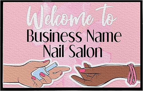 Miniatura 1 de VictoryStore Tapete de puerta de salón de uñas, tapete personalizado para salón de uñas, 24 x 36 pulgadas (bienvenida)