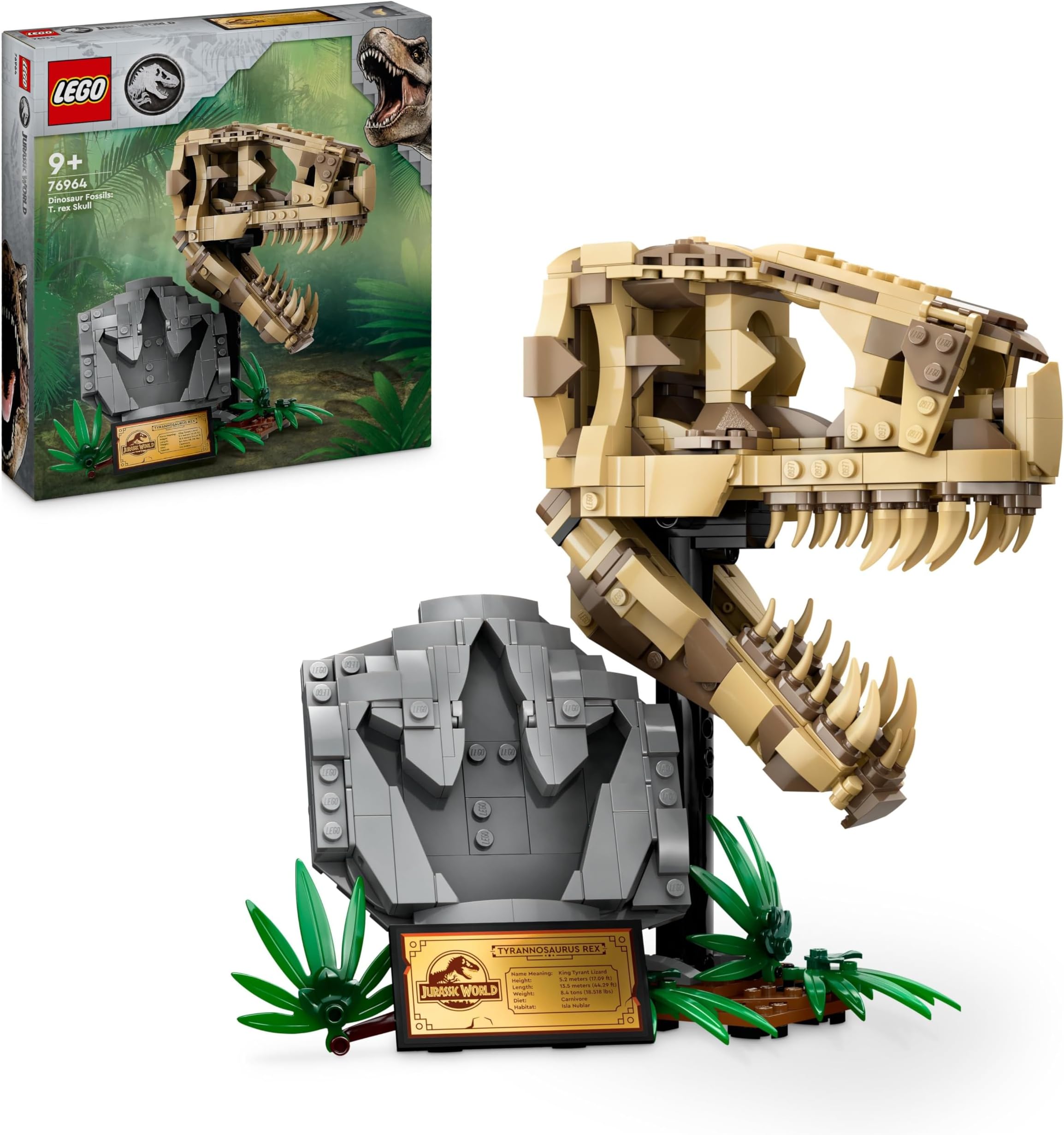 Jurassic World Dinosaur Fossils: T. rex Skull Toy for 9 Plus Year Old Boys, Girls & Kids, 3D Skeleton Model Kit with Opening Jaw and Display Stand, makes a Cool Dino Decoration, Gift Idea 76964