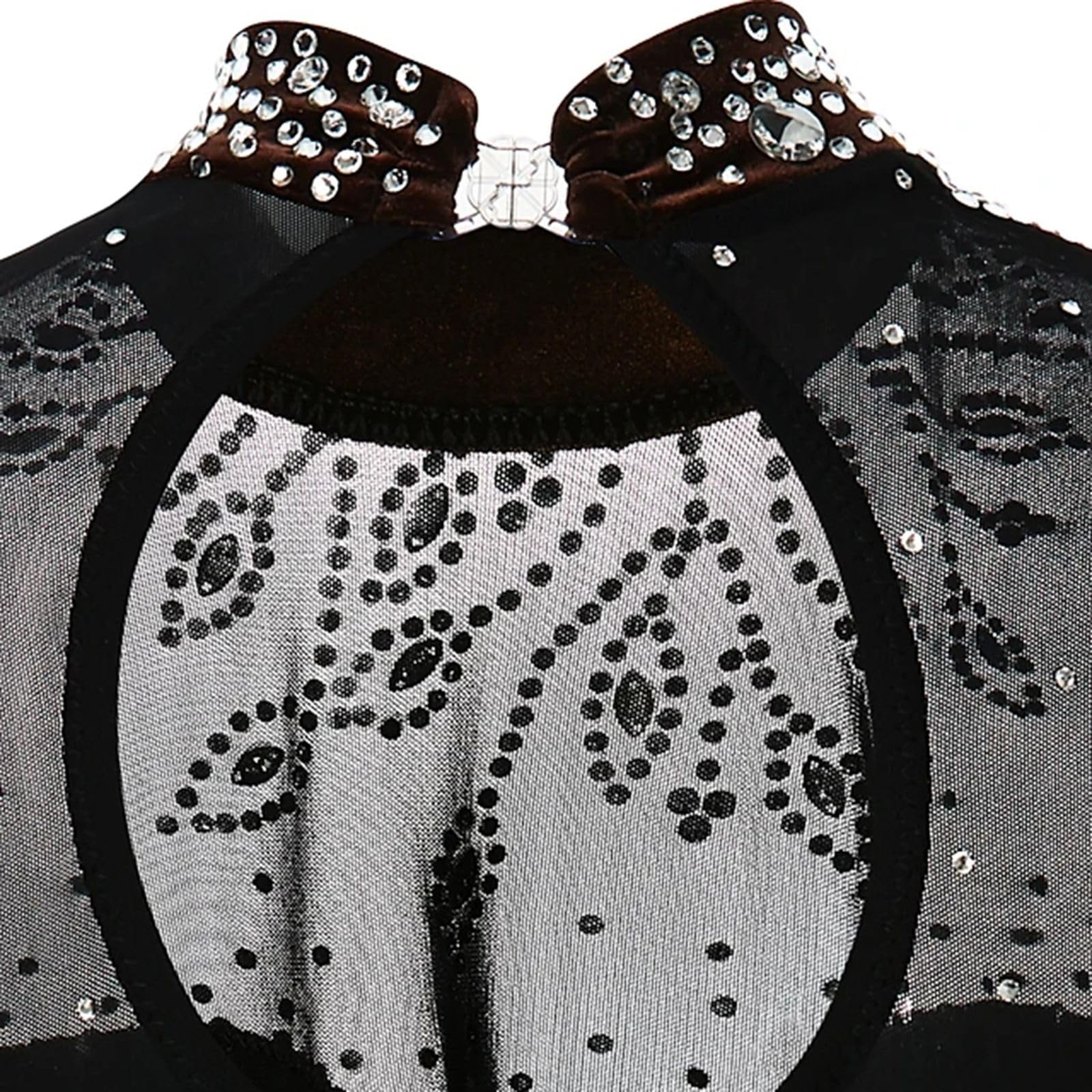 Robe de patinage artistique pour femme avec strass noirs