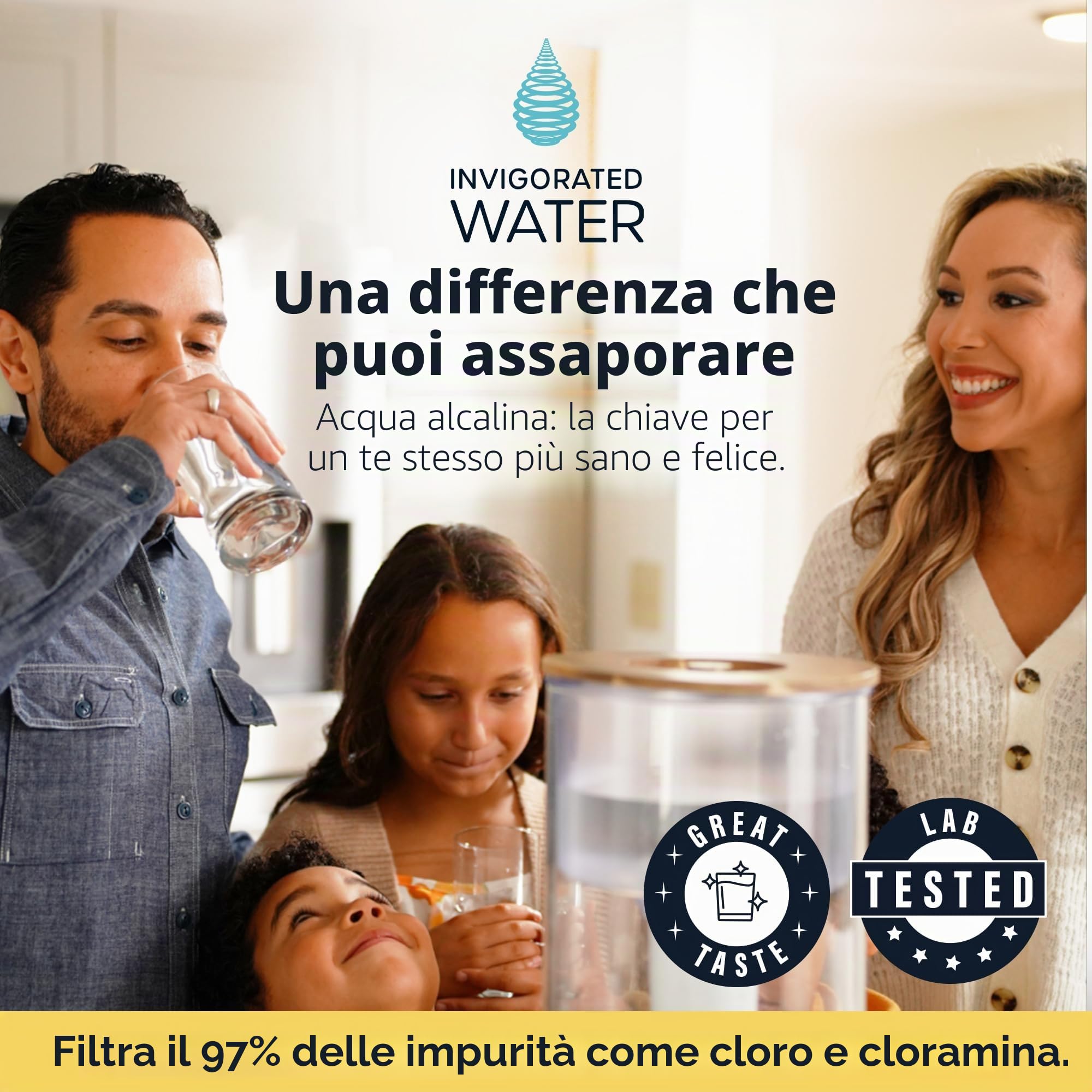 Invigorated Water PH001 - Confezione da 3 filtri alcalini per acqua più PH002 Filtro alcalino a membrana UF - Filtro dell'acqua di ricambio alcalino per caraffa filtrante alcalina - Dura 264 galloni