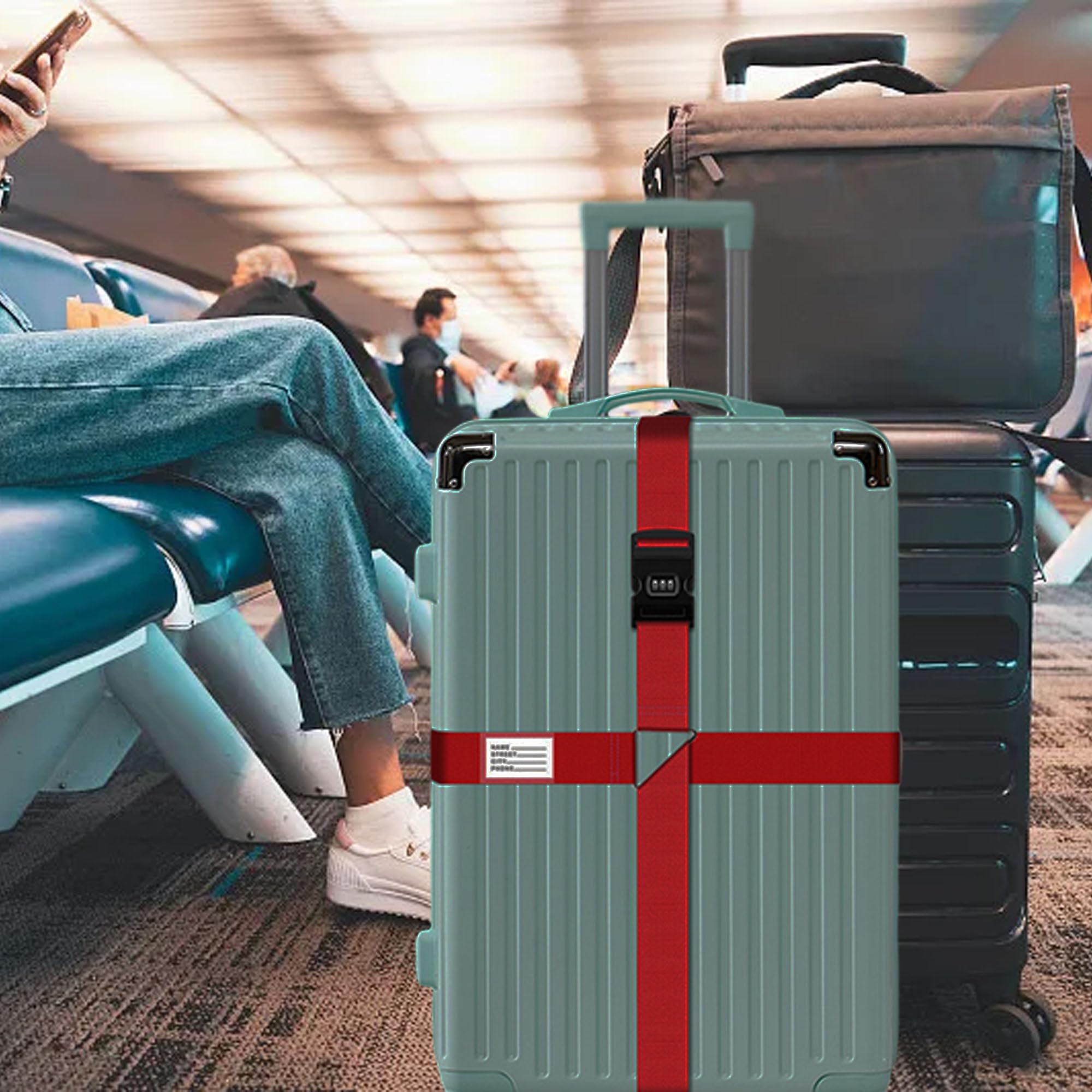 Identificación Equipaje Aeropuerto Correas De Equipaje Con Etiquetas - Pack De 5, Ajustables, Para Maletas Y Mochilas Hebilla Cinturón De Seguridad