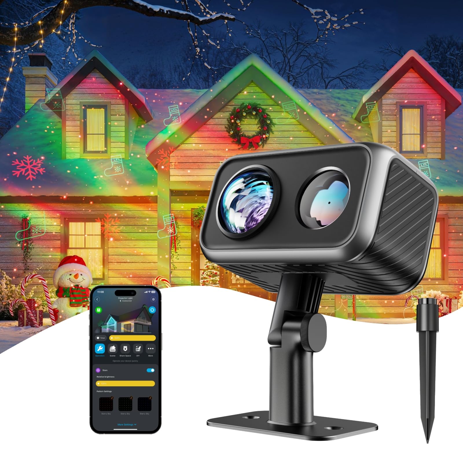 GoveeOutdoor Projector Light, Laser and Aurora Star Projector Light for Indoor and Outdoor Decor, 16 RGB Patterns, RGBW Aurora, 51 Scene Modes, Works with Alexa, Google Assistant, Matter