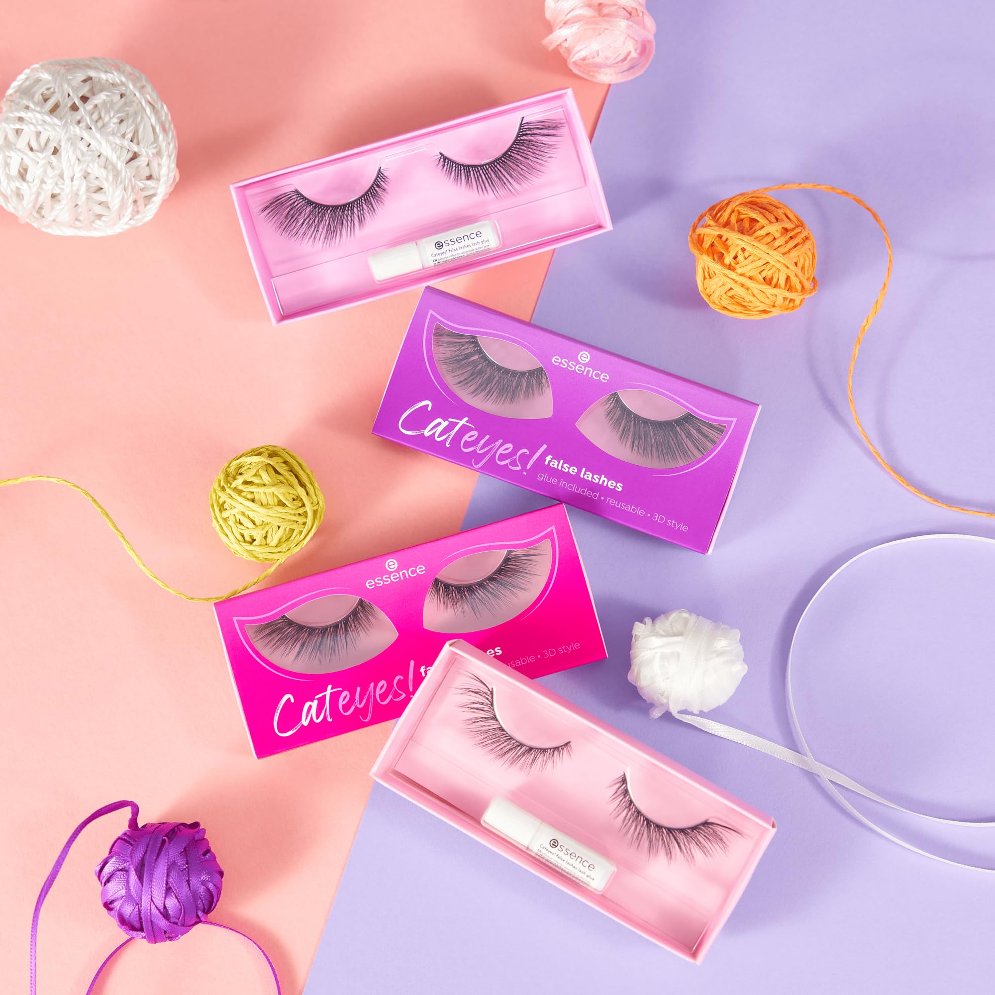 essence Cateyes! ciglia finte, lunga durata, effetto ciglia finte, volumizzante estremo, risultato immediato (1pair)