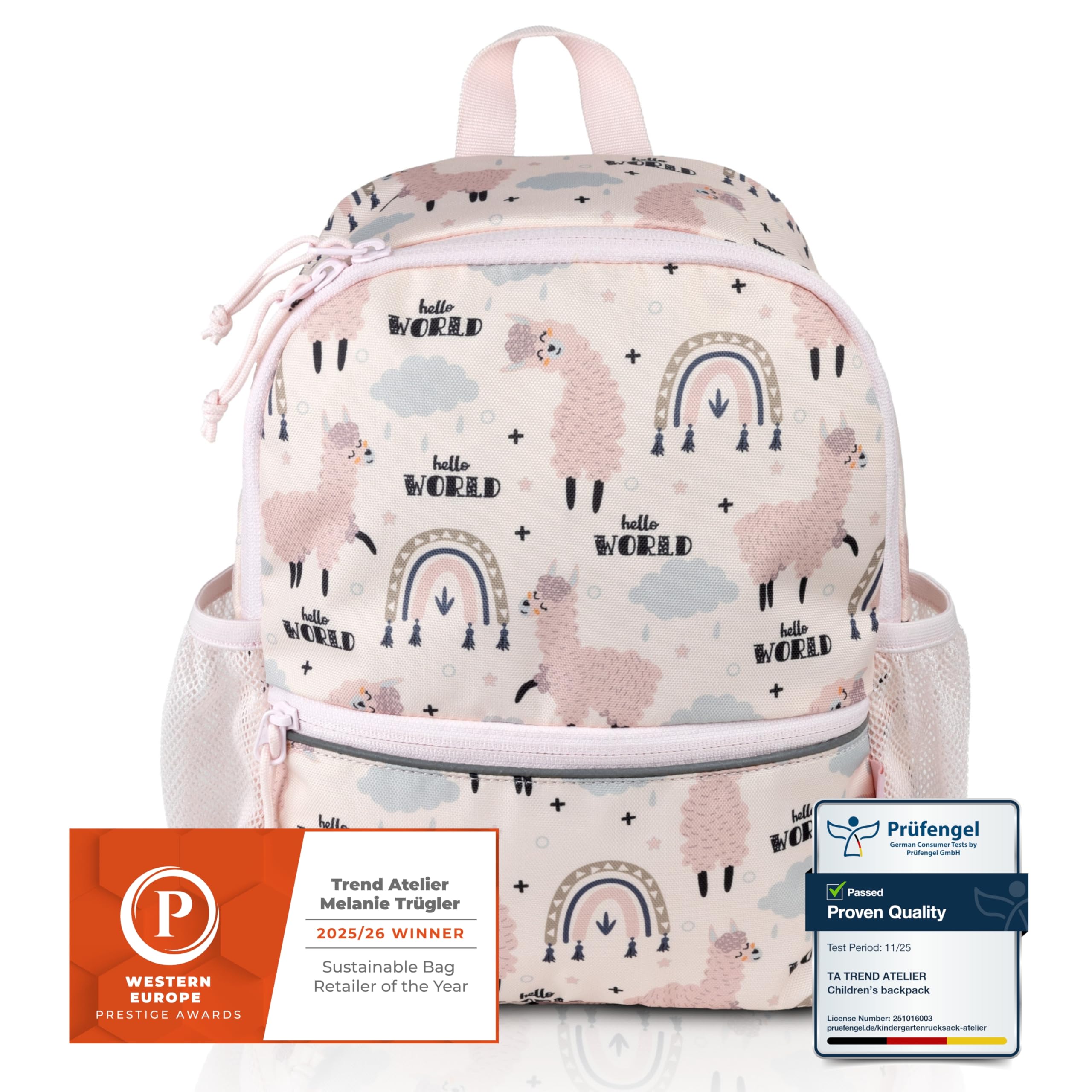 Zainetto bambini per l’asilo in poliestere riciclato, idrorepellente e senza PFC – zaino leggero per la scuola dell’infanzia con cinghia pettorale ed elementi riflettenti, 6 L