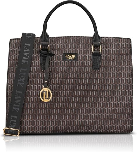 Lavie Luxe Women's Ellon25 Monogram Laptop Satchel Handbag for Women | Fits Upto 15 Inch Laptop | Laptop Bag for Work | La...