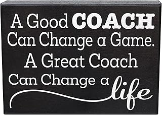 Inspirational Coach Gift - A Great Coach Can Change a Life Wooden Sign - Team Gifts, End of Season Thank You - Made in USA