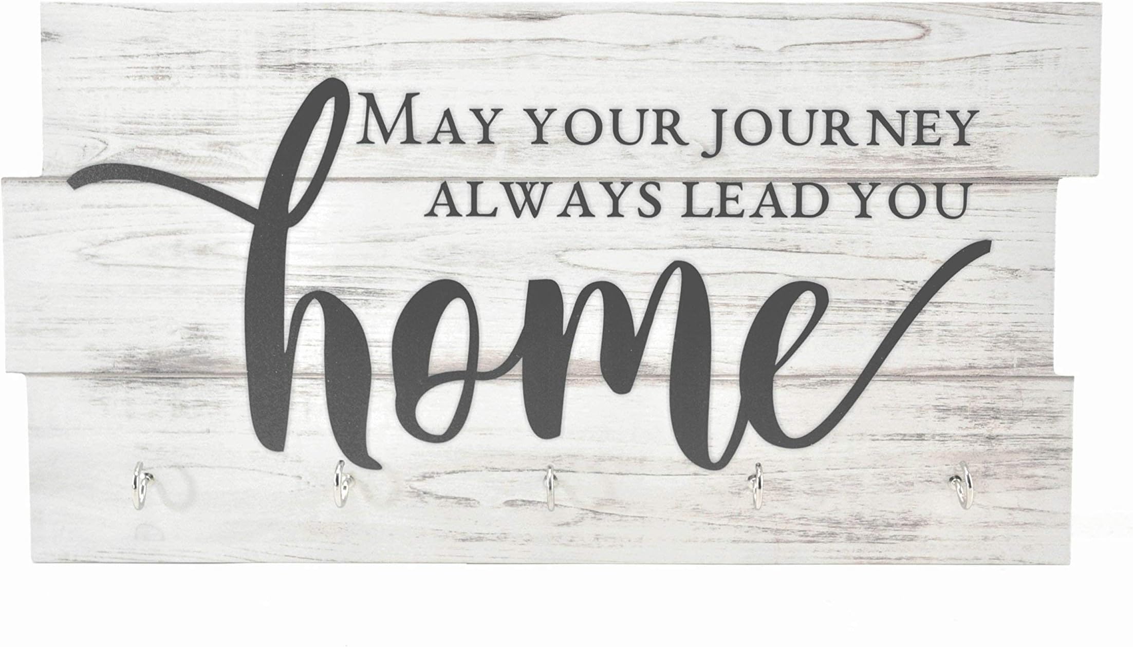 May Your Journey Always Lead You Home Rustic Wood Key Holder 8x16