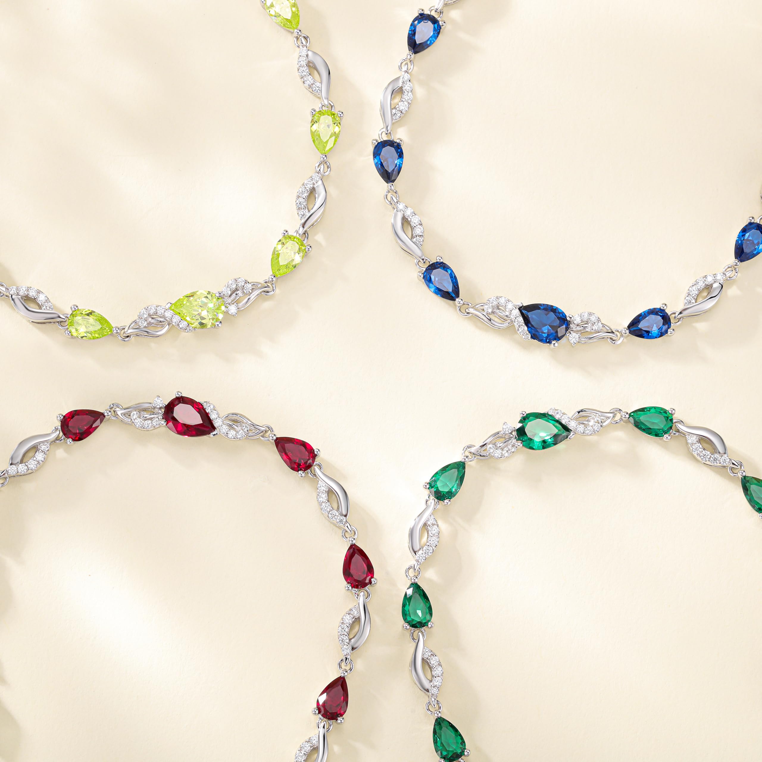 FANCIME Bracciale da donna in argento con foglie, bracciale tennis con pietra portafortuna a forma di foglia, bracciale tennis regolabile con brillantini, gioielli e regali per donne, fidanzate