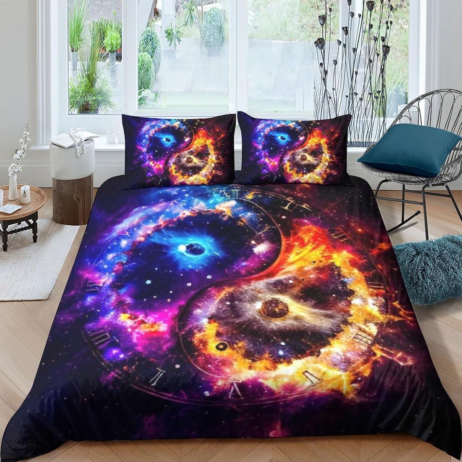 Parure de lit Yin Yang Bagua 3D anti-allergie pour un sommeil sain et réparateur