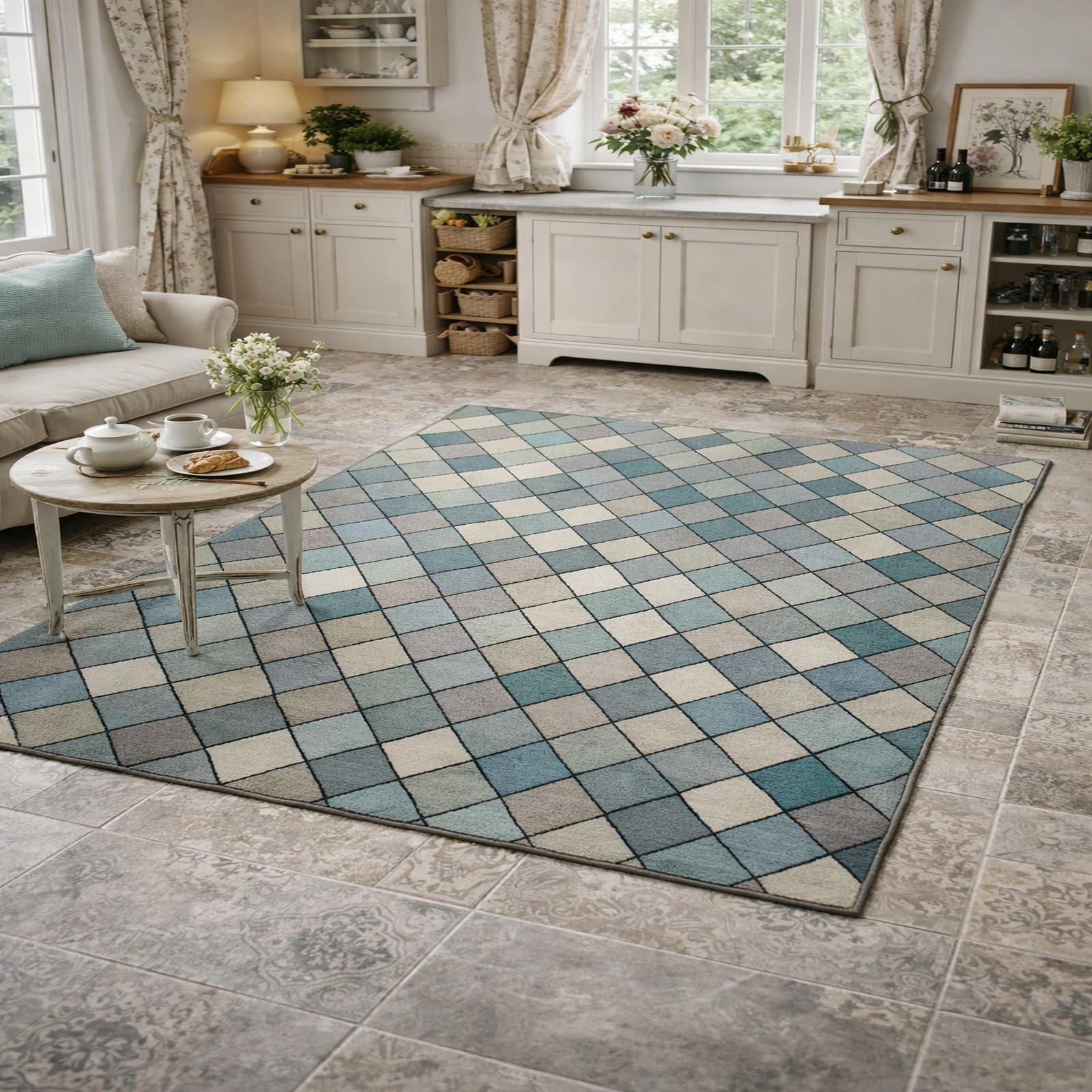 Alfombra lavable de pelo corto antideslizante y suave para salón moderno