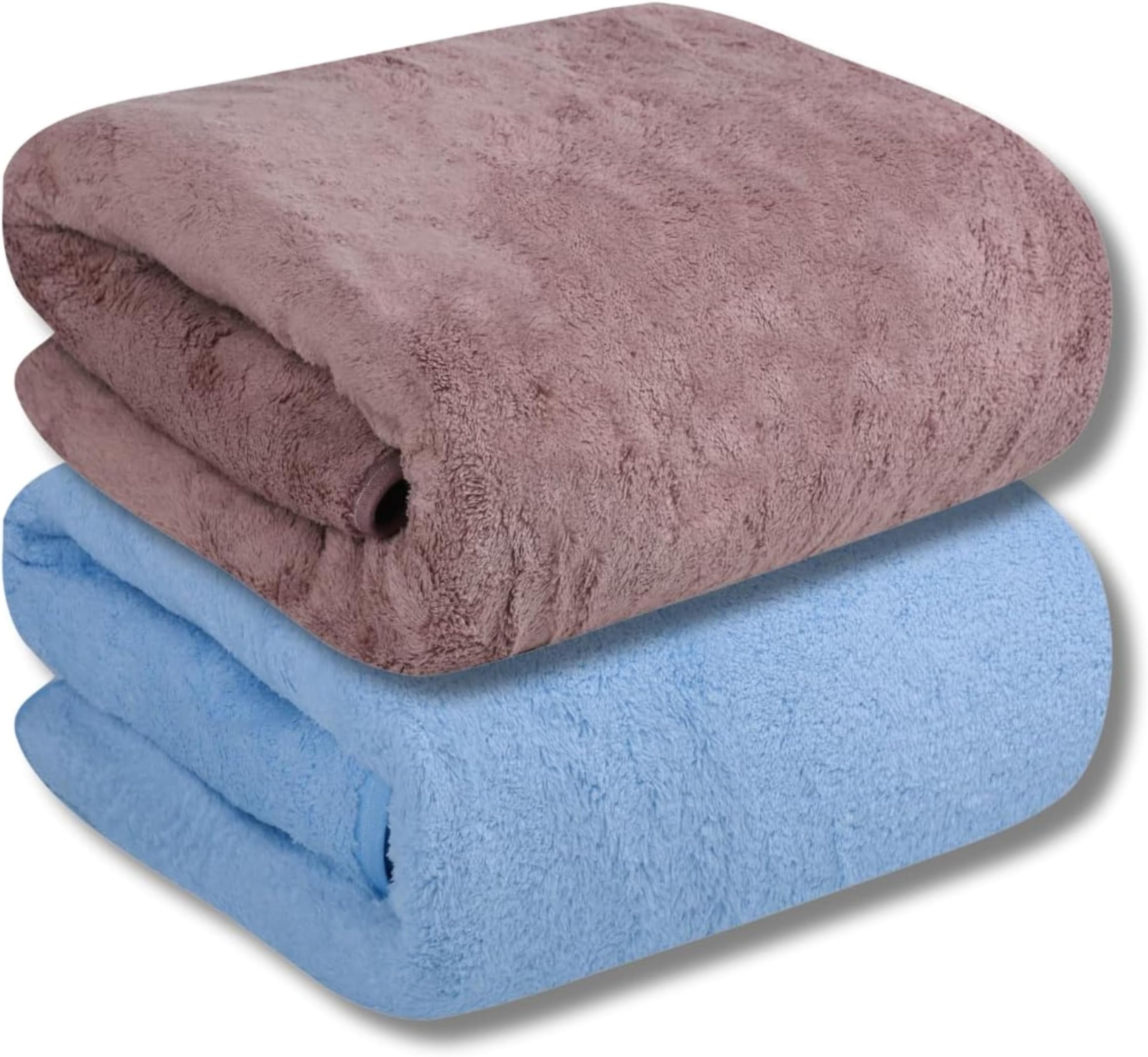 MAXOSHINE 500 GSM Microfiber Towels for Bath Large Size-Super Soft Coral Fleece Bathing Towel with Hook Super Absorbent-Thick Bath Towel for Men and Women-70 x 140 cm (Sky Blue/Wine, Pack of 2)