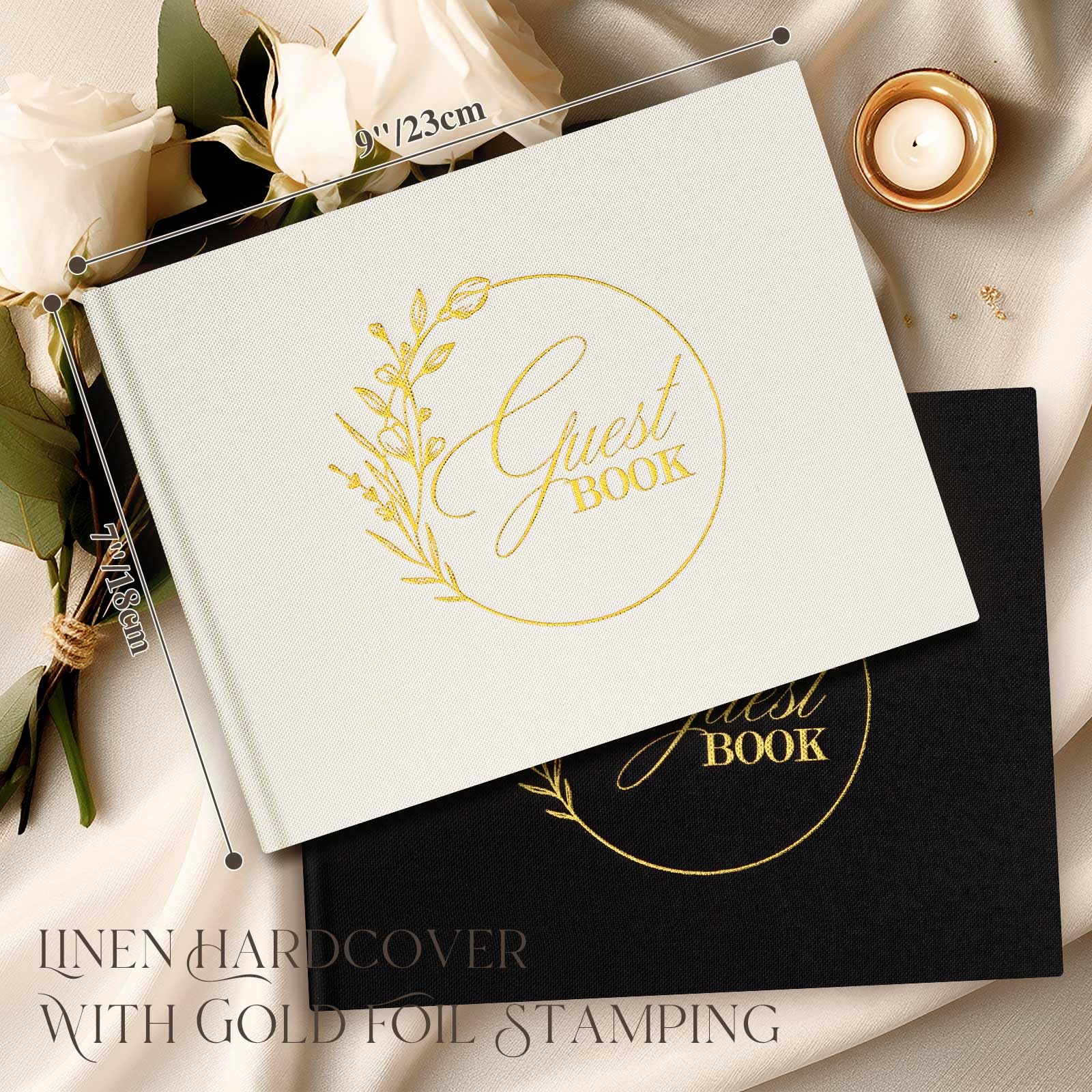 Lanpn Wedding Guest Book for Wedding Reception, Elegant Linen Hardcover Guestbook with 108 Blank Pages for Sign in and Photos - Image 2