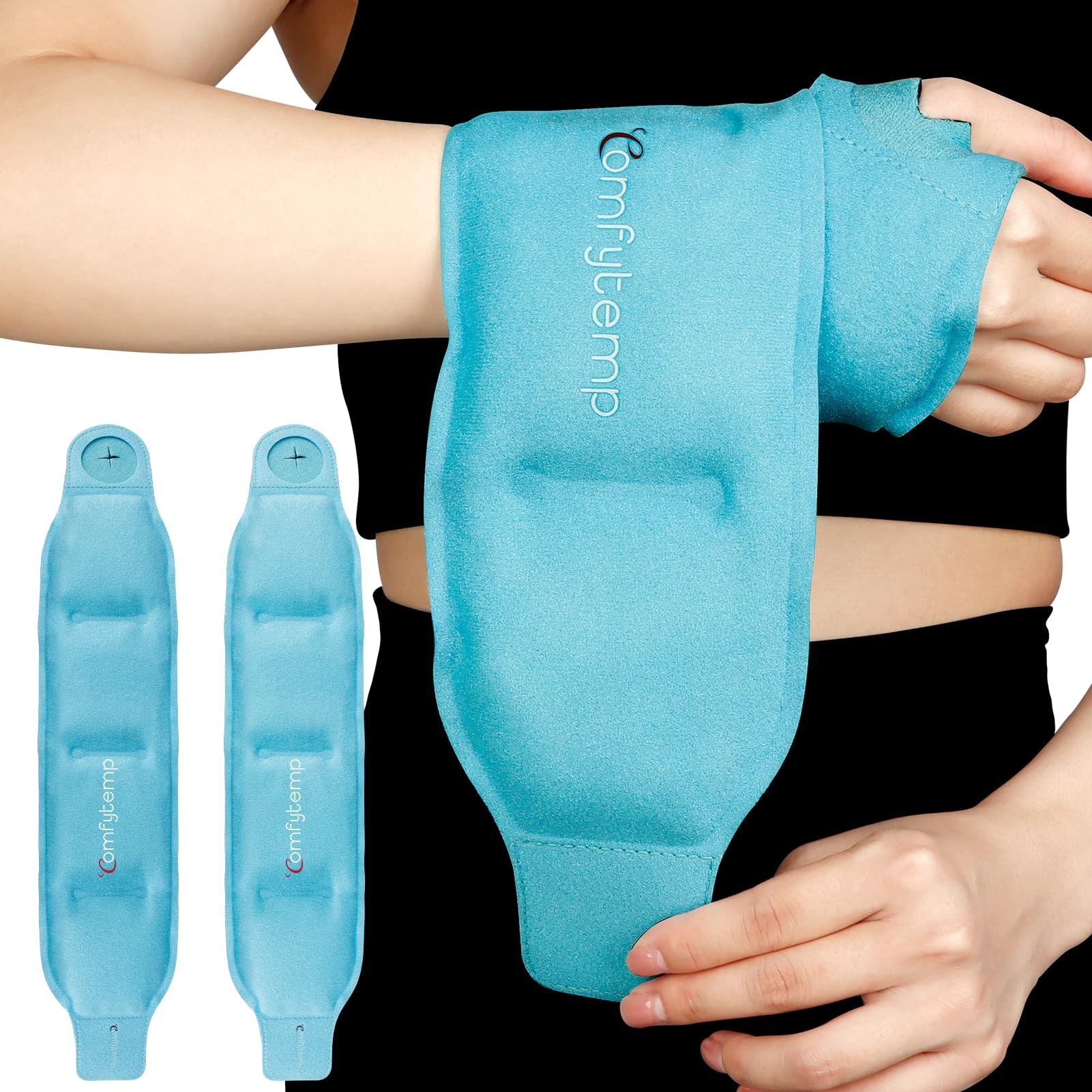 Comfytemp Kühlmanschette Handgelenk mit Klettverschluss（2 Stück）Kühlbandage,Gel Kühlpads für Karpaltunnelschmerzen Arthritis und SehnenscheidenEntzündung,Kalt Warm Kompresse Kühlpack