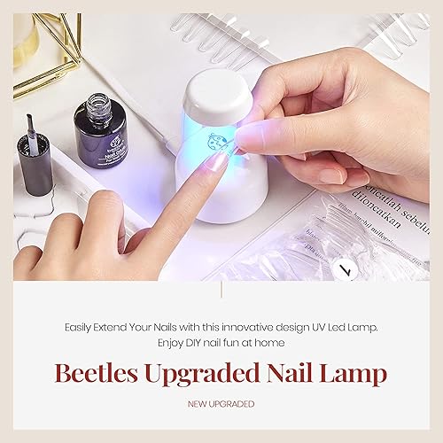 Miniatura 5 de Beetles - Juego de 2 esmaltes de uñas de gel con mini lámpara LED de uñas, juego de 2 esmaltes de 0.5 fl oz de color blanco y negro, esmalte para