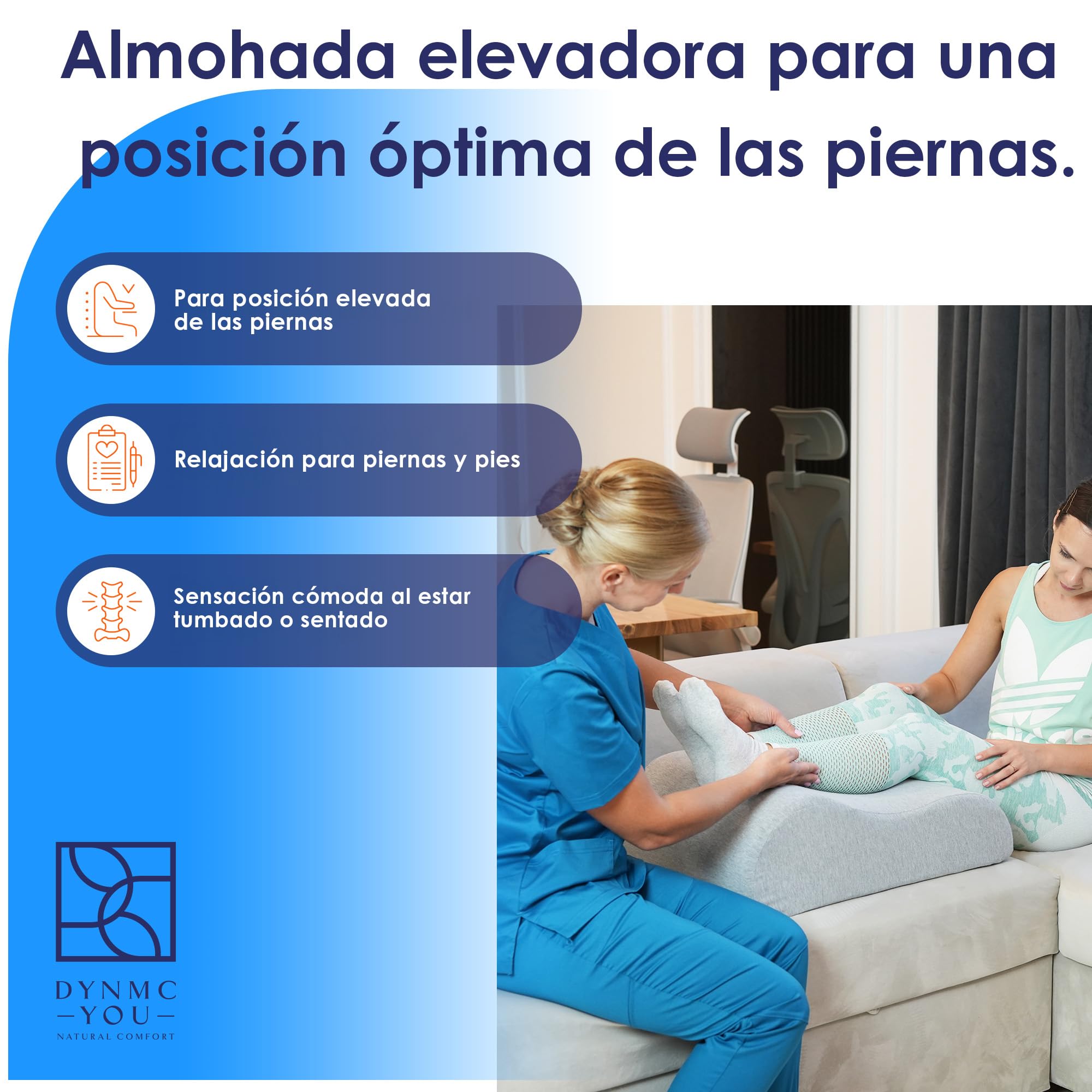 DYNMC you Cojín Piernas para piernas Pesadas cansadas & recuperación postoperatoria – Cojín Venoso Elevación para piernas hinchadas & Soporte Rodilla – Cama Sofá – Oeko-Tex – Tallas de la S a la XL