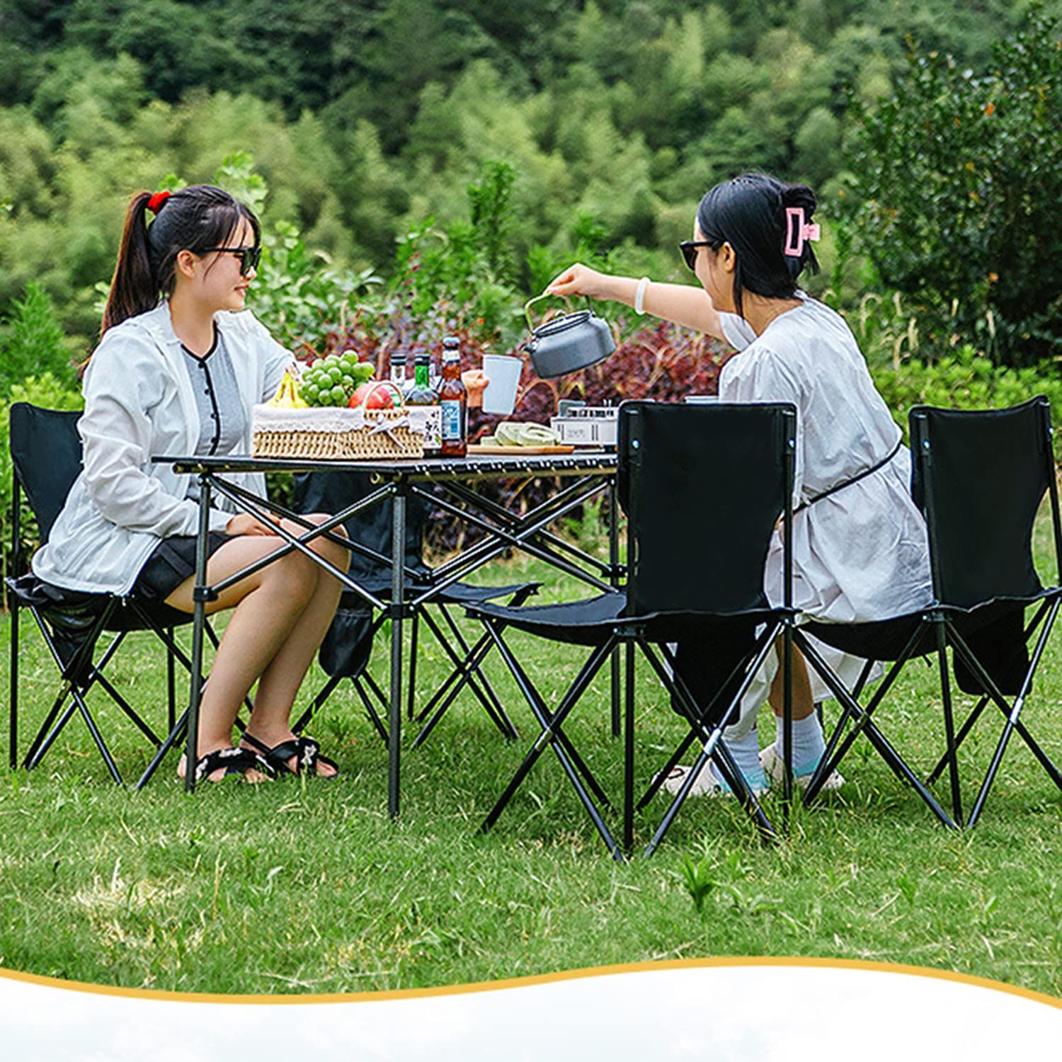 Table de Pique-Nique de Camping Pliante de 0,9 m avec sièges/Trou de Parapluie - 113 kg supporte Cette Valise légère et Pliable for Cartes Table Pliante avec chaises (Size : 50cm+2 Chairs)