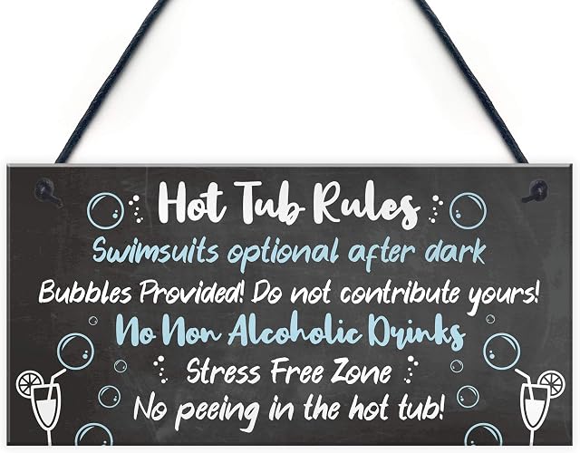 RED OCEAN HOT TUB RULES Sign Hot Tub Signs And Plaques Shed Sign Summer House Plaque Home Decor Gift