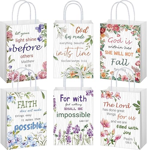 Bolsas de regalo religiosas con versículos de la Biblia, bolsas de papel inspiradoras con asas, regalos de iglesia cristiana a granel para niñas,