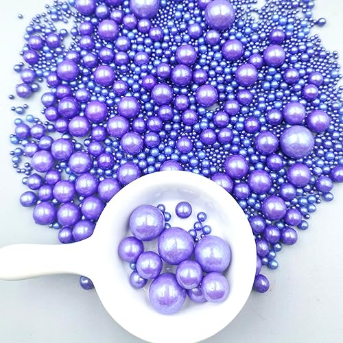 Miniatura 2 de Gránulos comestibles de azúcar con perlas moradas, tamaño mezclado, para hornear, decoraciones comestibles para pasteles, decoración de galletas,
