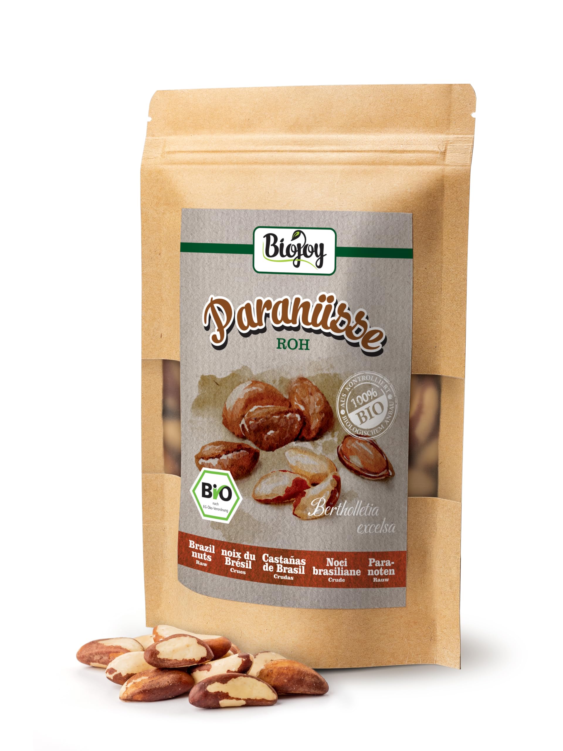 Biojoy Noix du Brésil BIO (250 g), entières, décortiquées et sans additifs