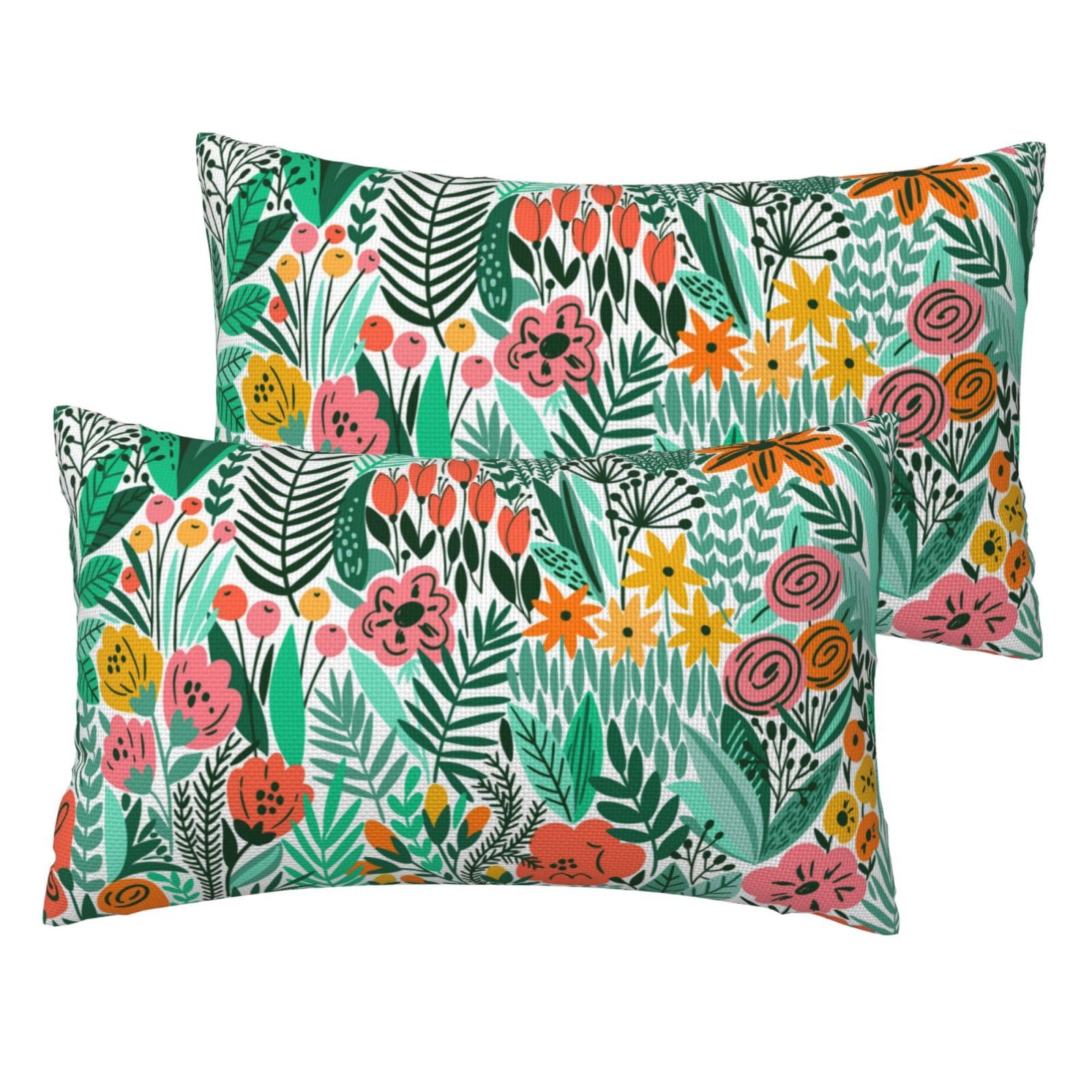 Housse de coussin imitation lin à motif tropical de qualité premium