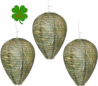 Outward Creations Wasp Nest Decoy - 3 Pack - Hanging Wasp Repellent and Deterrent- Safe Fake Trap