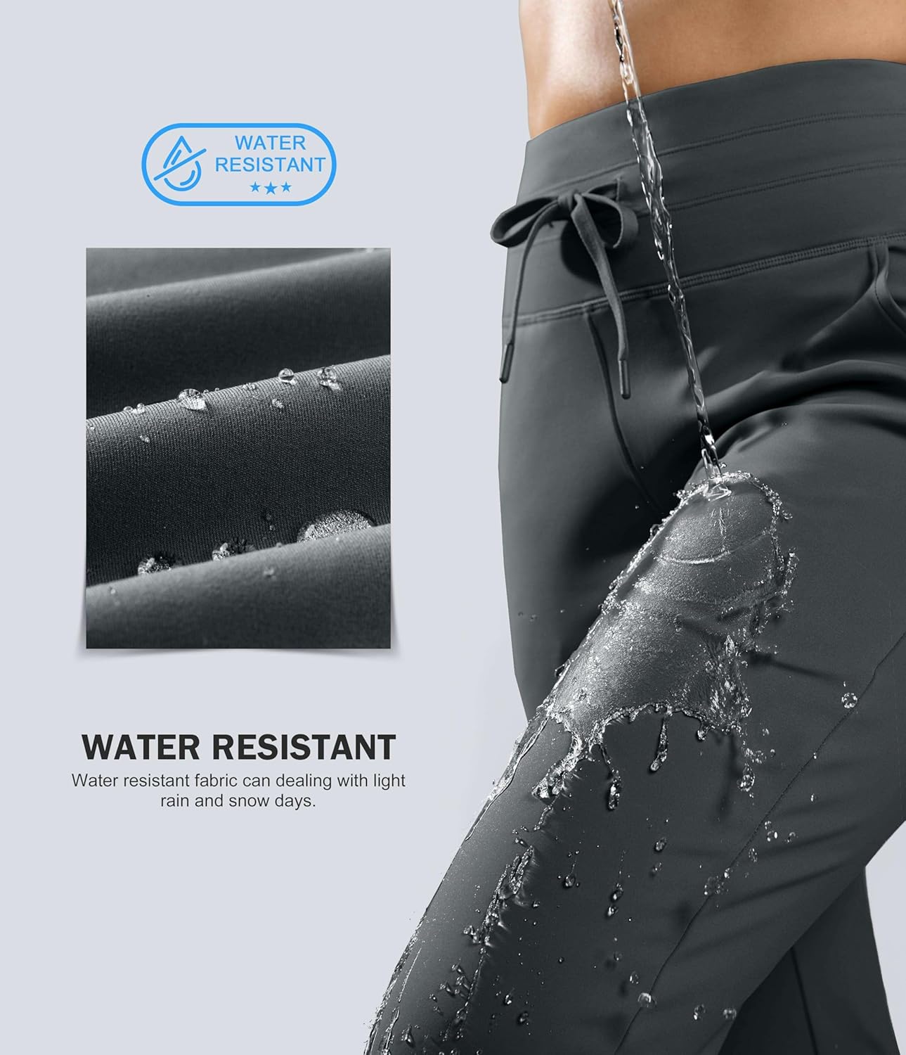 G Gradual Women's Fleece Lined Joggers 28"/30"/32" High Waisted Sweatpants Water Resistant Thermal Warm Pants Zipper Pockets - Image 6