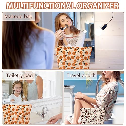 Miniatura 2 de Bolsa de maquillaje de flores para mujer, bonita bolsa de maquillaje para bolso, bolsa de cosméticos con cremallera, bolsa de cosméticos de lona
