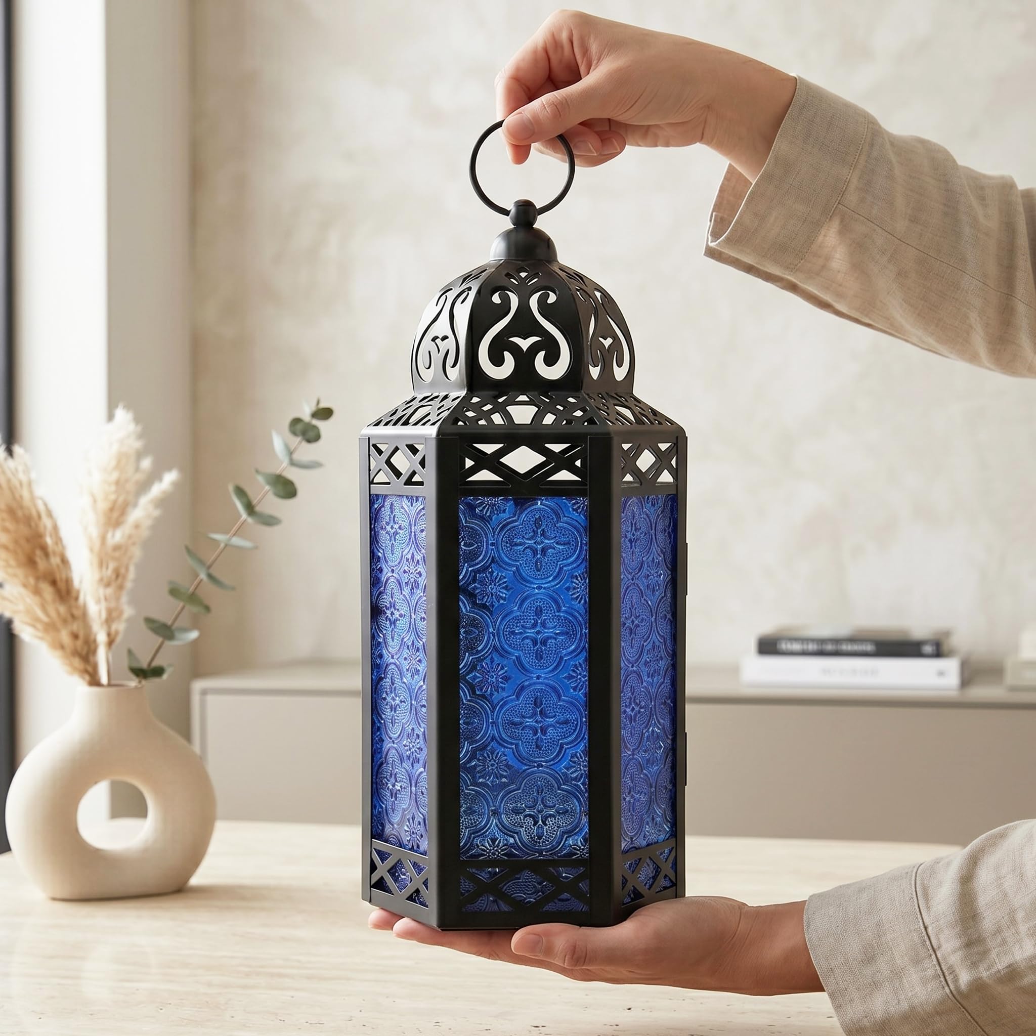 Amazon.co.jp: VELA LANTERNS ブラックメタル モロッコ風装飾LED