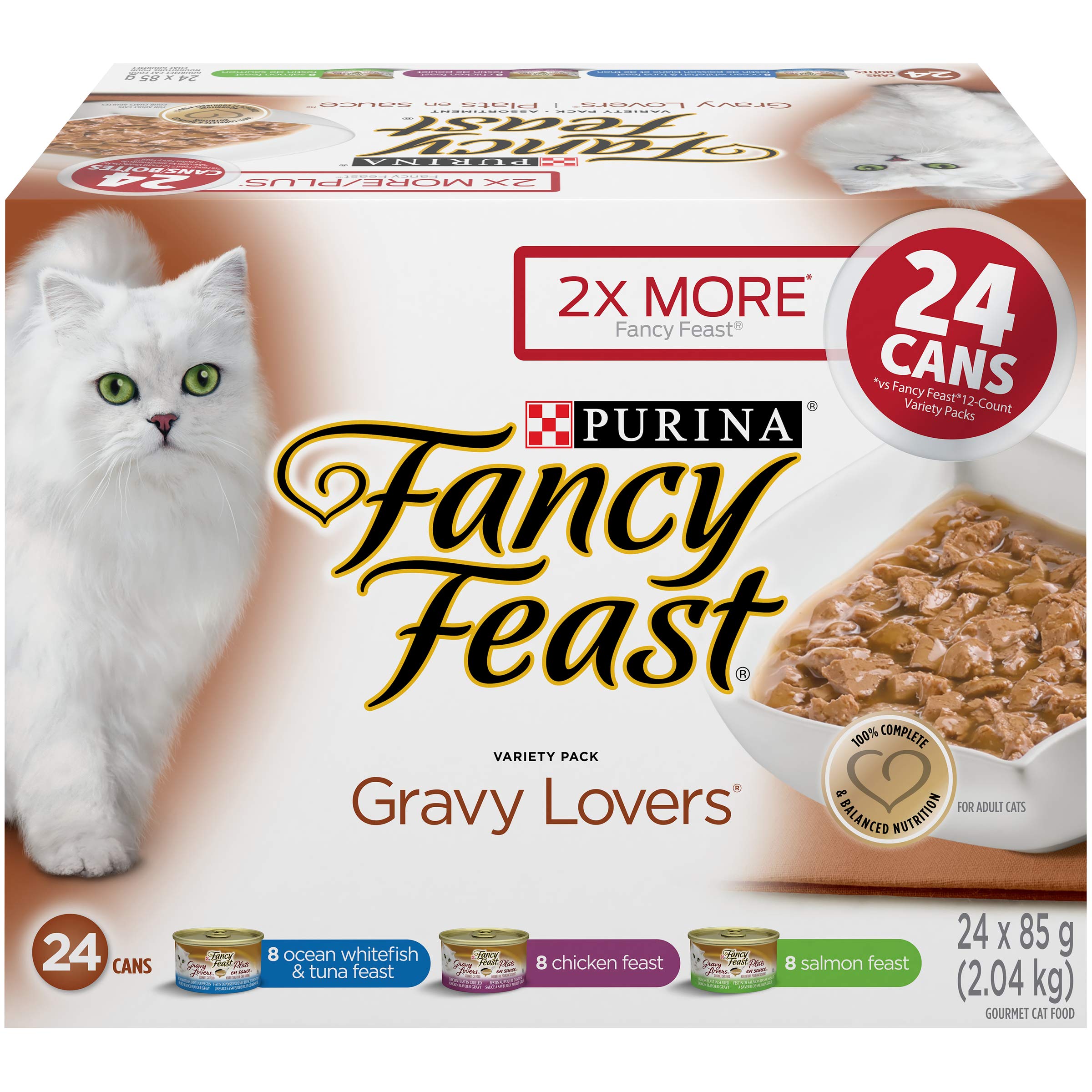 Fancy Feast Wet Cat Food, Gravy Lovers Variety Pack 85 g Cans (24 pack) -