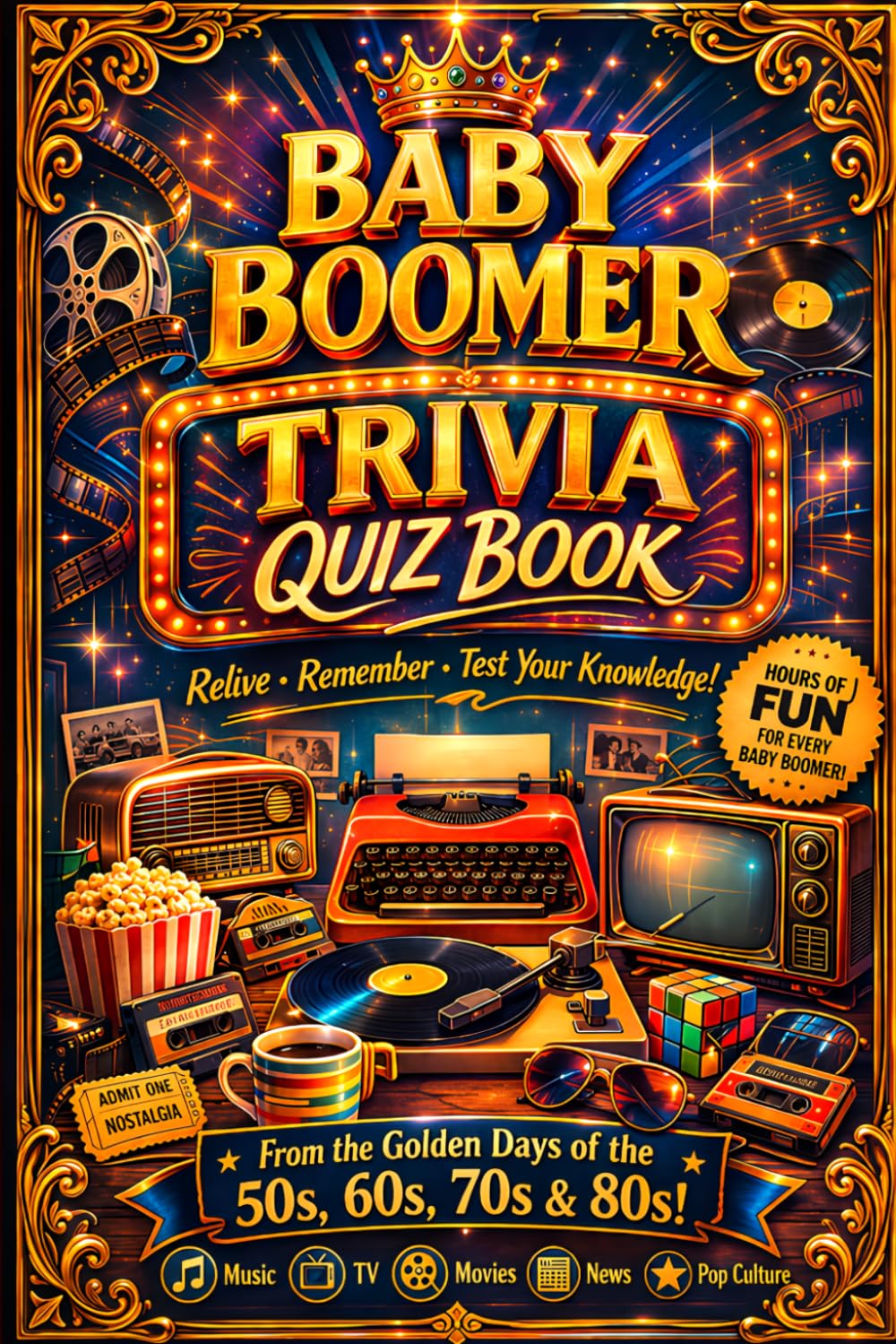 The Baby Boomer Trivia Quiz Book: Relive Remember and Test Your Knowledge from the Golden Days of the 1950s 1960s 1970s and 1980s Featuring Music TV Movies News and Pop Culture