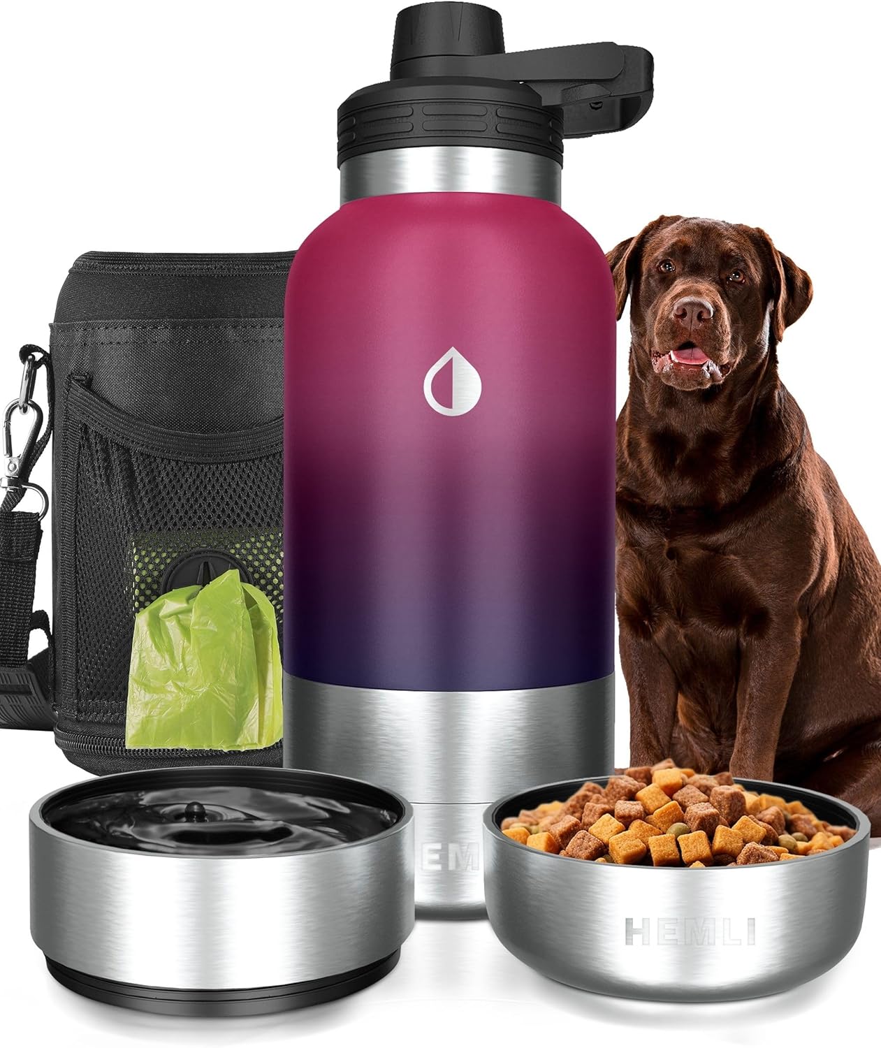 32 oz. Dog Water Bottle, Insulated Dog Travel Water Bottle, Stainless Steel Pet Water Bottle Dispenser Portable Food and Water Bowl for Dogs with Carrying Case for Walking Dog Canteen Travel Kit 32 oz. Dog Water Bottle, Insulated Dog Travel Water Bottle, Stainless Steel Pet Water Bottle Dispenser Portable Food and Water Bowl for Dogs with Carrying Case for Walking Dog Canteen Travel Kit