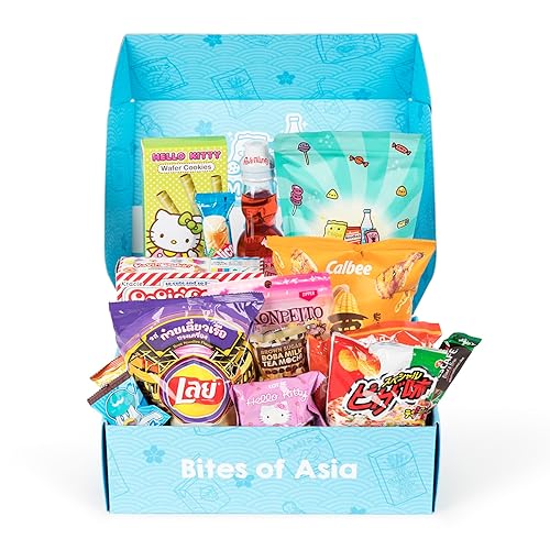 Mashi Box Caja de aperitivos asiáticos Dagashi de lujo 55 piezas 6 artículos de tamaño completo viene con bebida ramune fideos asiáticos papas