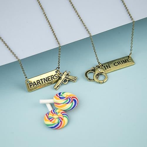 Miniatura 4 de Lux Accessories Partners In Crime esposas de mejores amigas juego de collares que combinan mejores amigas por siempre metal común Dorado