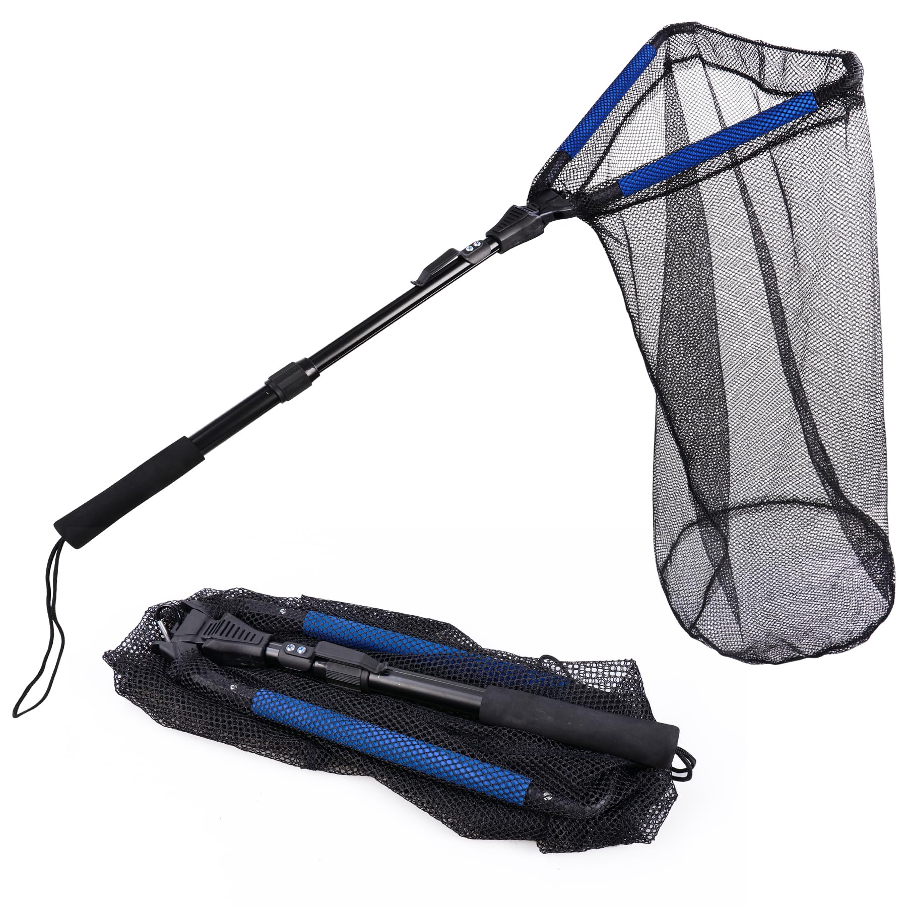 Fishing Landing Net with Telescoping Pole, Deep Netting with Small Mesh Hole, Aluminum Full Extended to 35.4 Inches : Sports & Outdoors