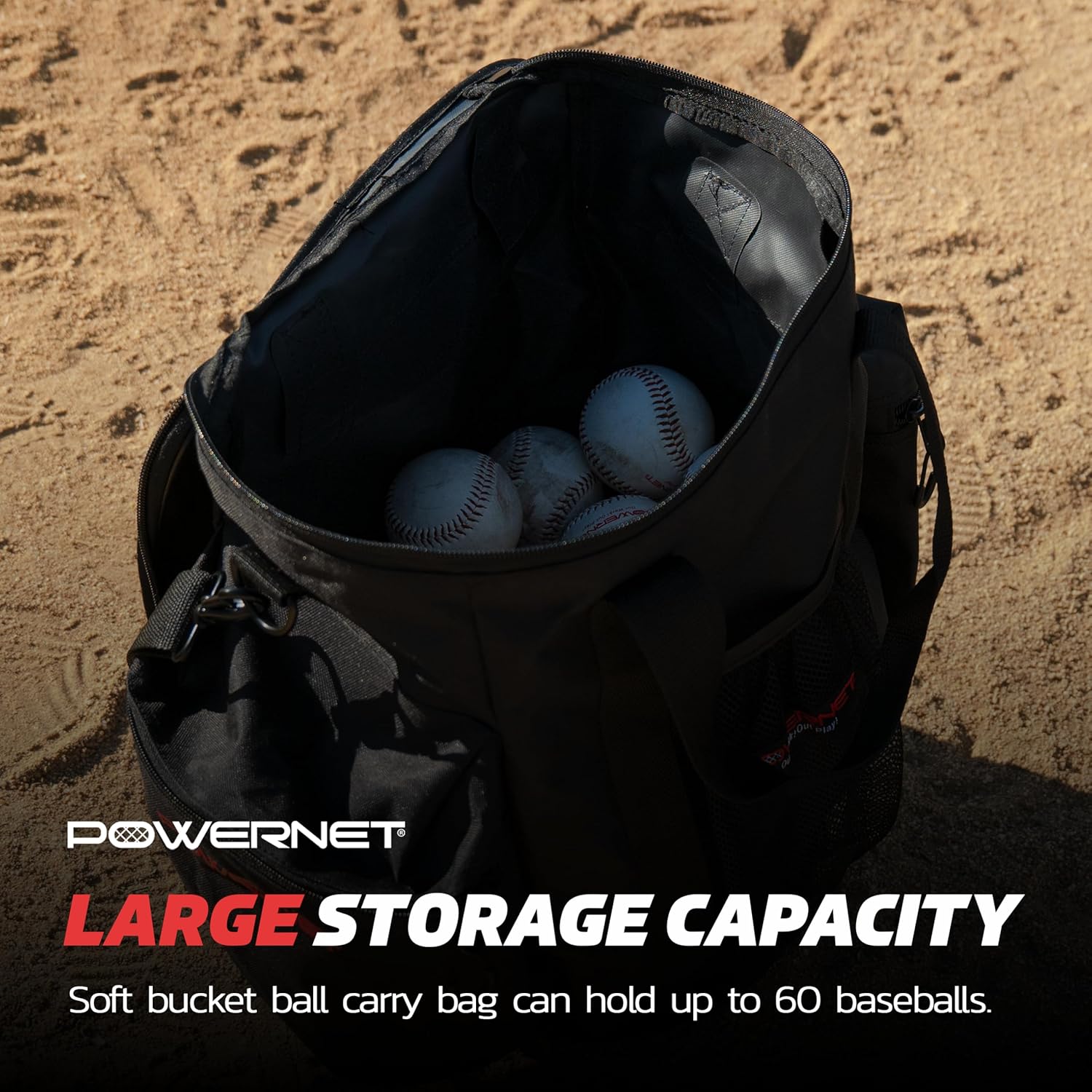 PowerNet Baseball Softball Coaching Bucket Caddy Cover, Multiple Pockets Carry Gameday Essentials, 3 Styles for 6 Gallon Bucket Organization Including All Terrain Wheeled