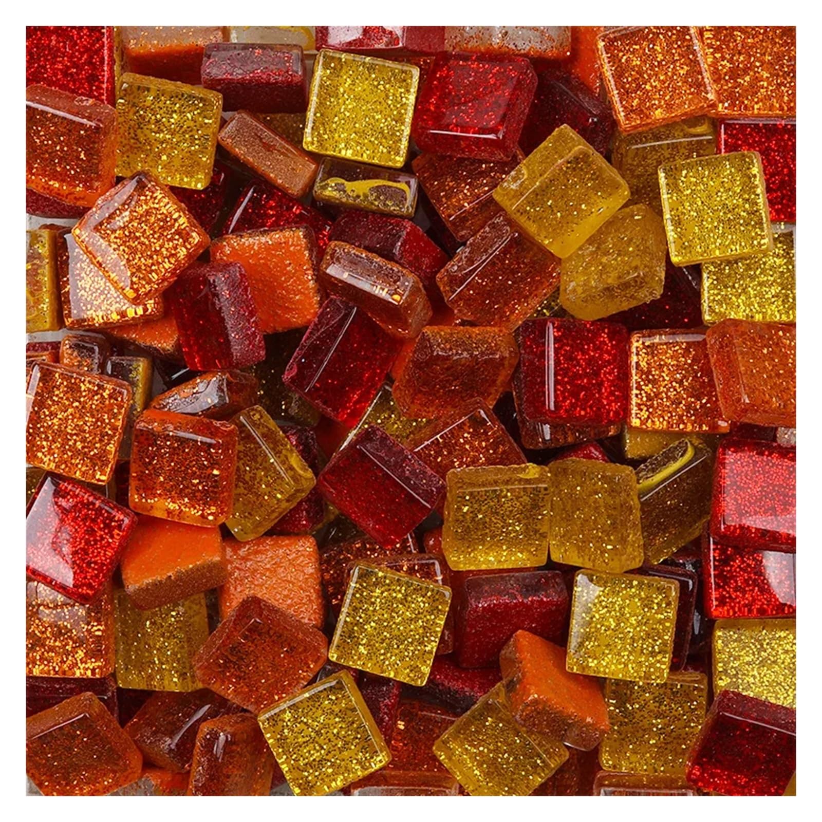 Sppeoukj Color6 50Pcs Diy Mix Color Glitter Glass Mosaic Stones Mosaic Tiles Glass Pebbles Crafts Material Puzzle(Color6)