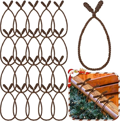 Miniatura 21 de Zhengmy 20 lazos de guirnalda de Navidad extra largos de 25 pulgadas, lazos decorativos de Navidad para barandilla, reutilizables, flexibles