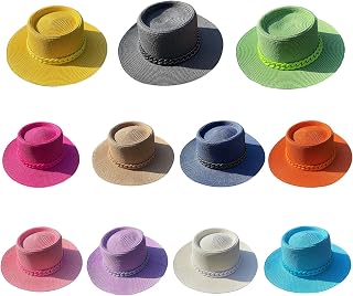 Watreketal - Sombrero de visera delicada de ala ancha color macaron sombrero de playa parasol sombrero de paja cóncava con cadena para el día de San Valentín