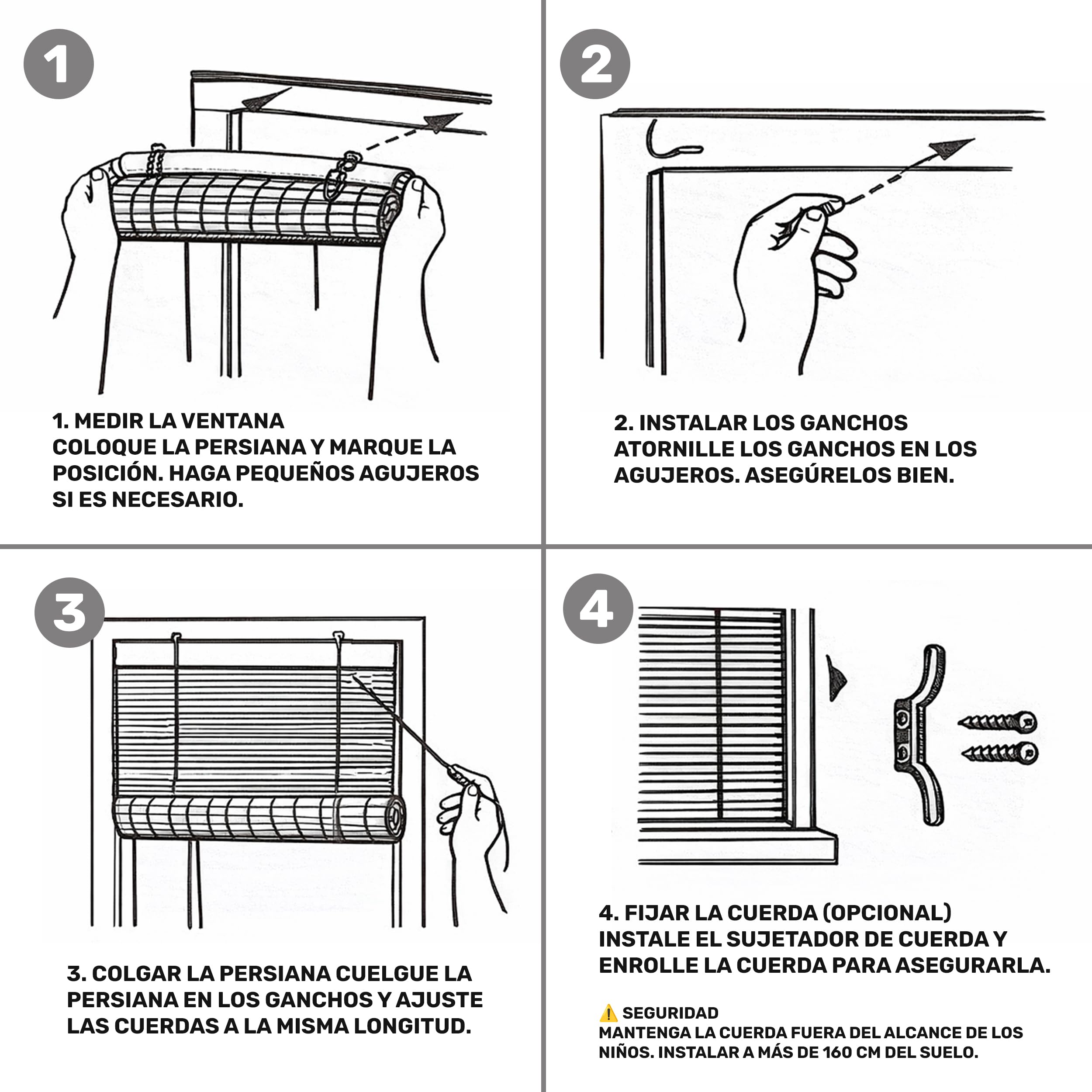 BESCH Persiana Enrollable de Bambú Natural 150x200 cm Estor Rústico Ajustable con Cuerda Cortina para Ventana Protección Luz Privacidad Fácil Instalación Interior Exterior