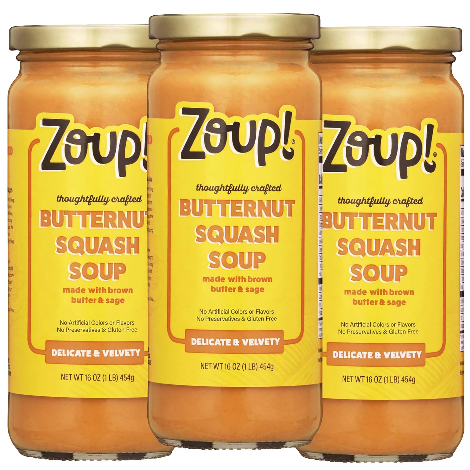 Butternut Squash with Brown Butter & Sage Soup by Zoup! - No Artificial Colors or Flavors, No Preservatives, Gluten Free Butternut Squash with Brown Butter & Sage Soup, 16 oz Ready to Serve (3 Pack)