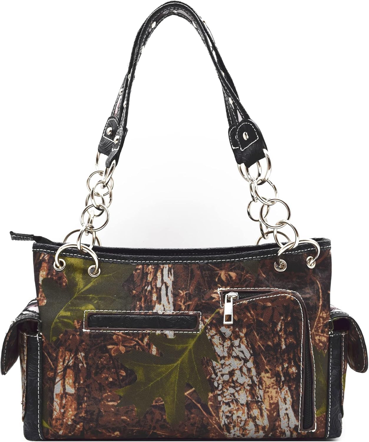 Camouflage Western Style Horse Purse For Women Studded Handbag Floral Tooled Leather Country Shoulder Bag Matching Wallet Set - Image 4