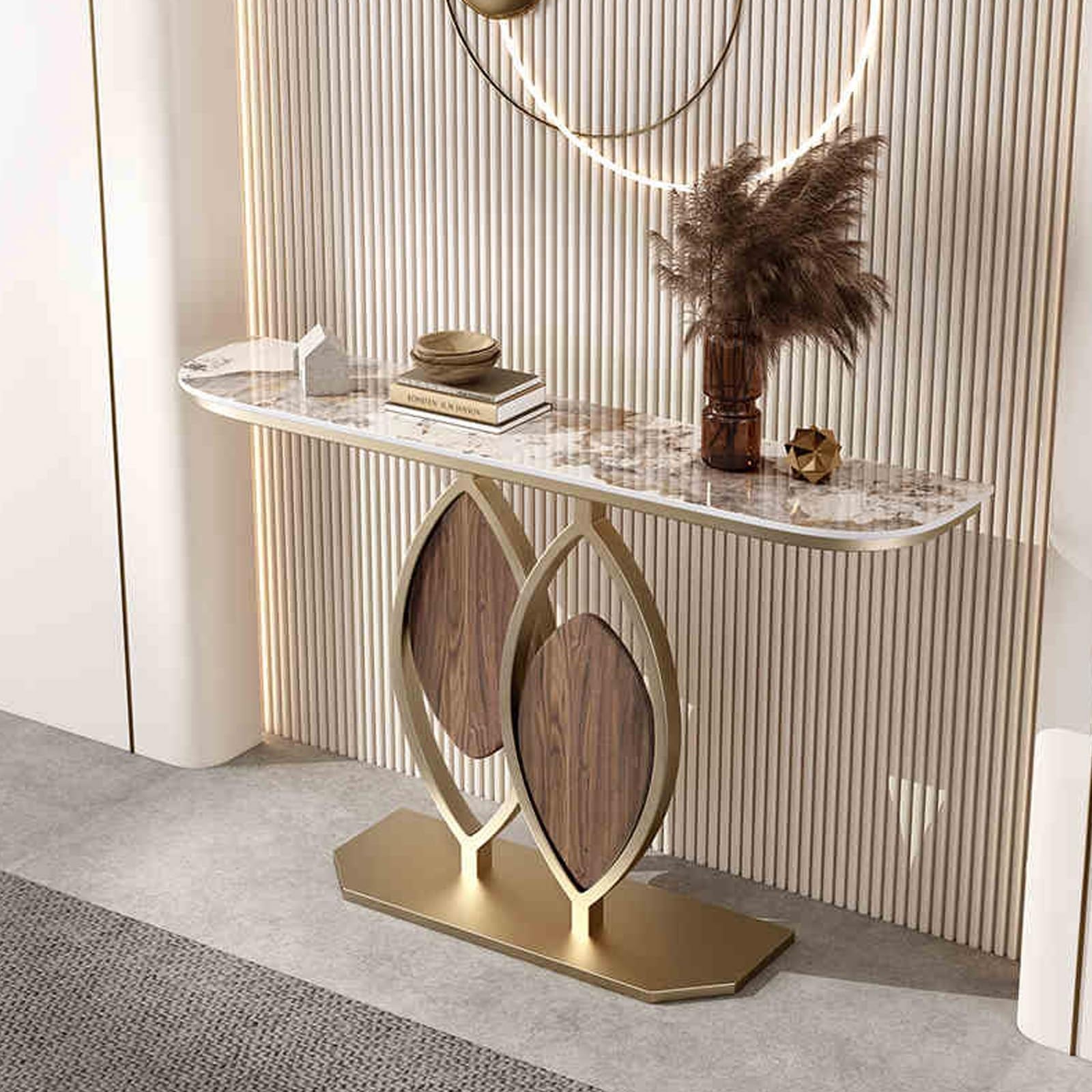 Entryway Table Console Table with Storage, Narrow Long Sofa Table for Behind Couch Entryway (Beige, 120cm/47.2in)