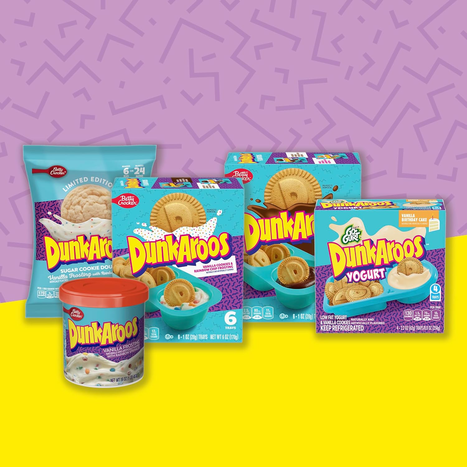 Betty Crocker Dunkaroos Vanilla Cookies & Vanilla Frosting, 12 Count (Pack of 3)